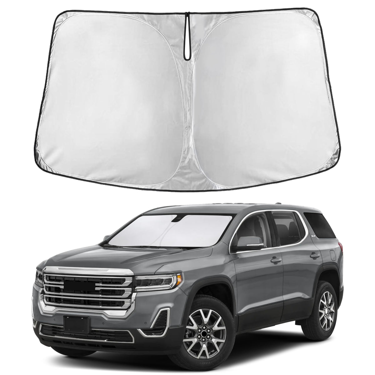 EcoNour Acadia windshield sunshade front coverage blocks glare and heat.