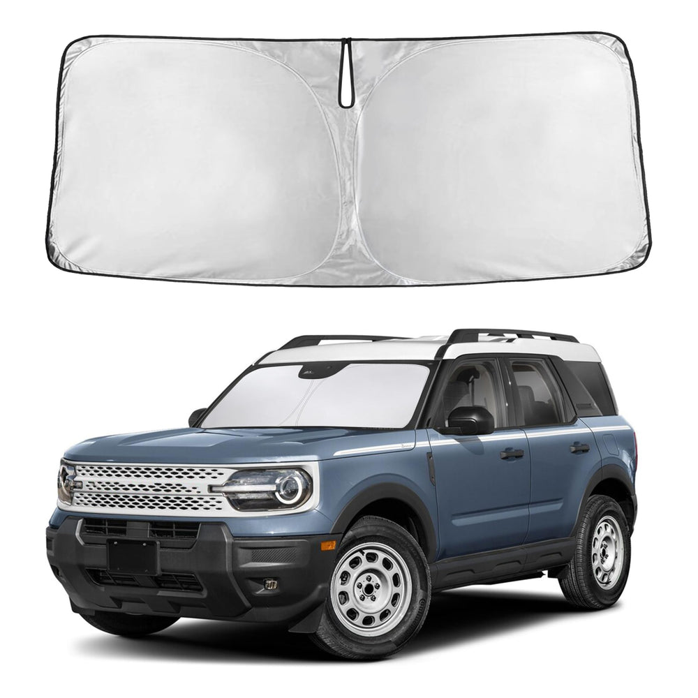 EcoNour Bronco Sport windshield sunshade with full front coverage and light blocking.
