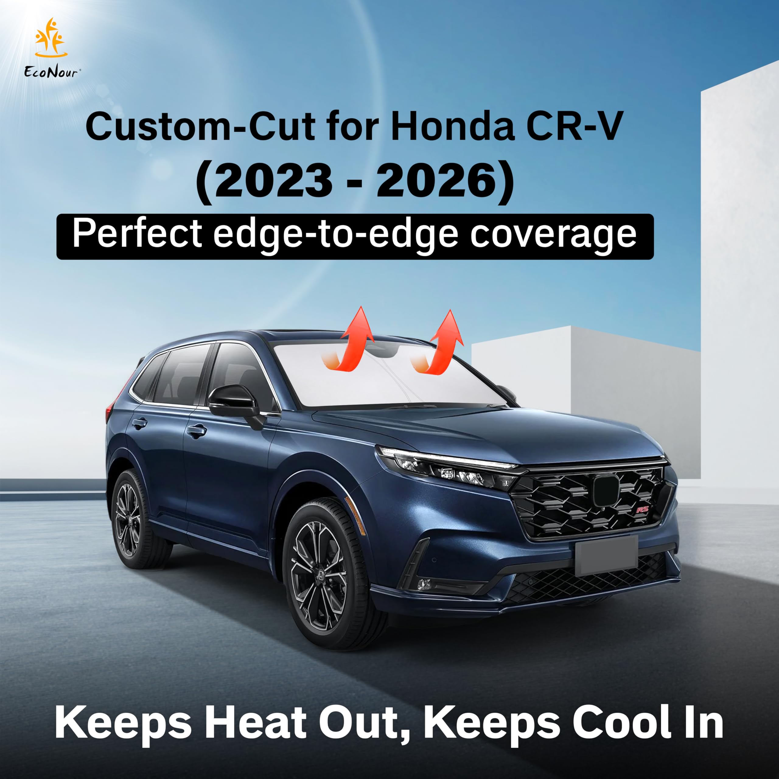 EcoNour CR-V windshield sunshade coverage fit demonstrates snug alignment for a clean look