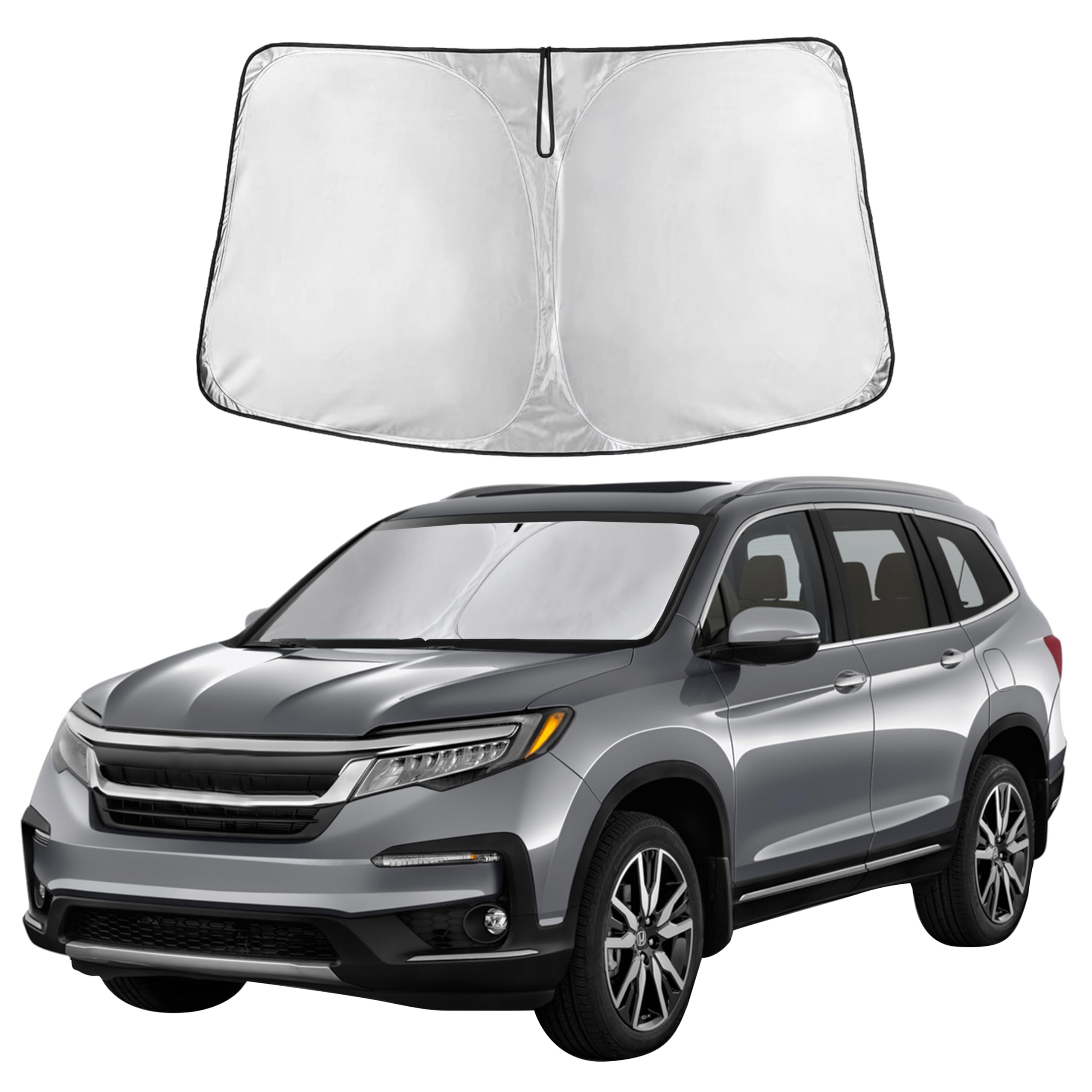 EcoNour CR-V windshield sunshade front view provides full coverage against sun glare