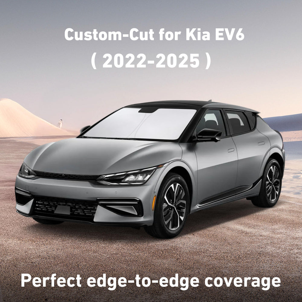 EcoNour EV6 front window shade blocks heat to keep the cabin cooler.
