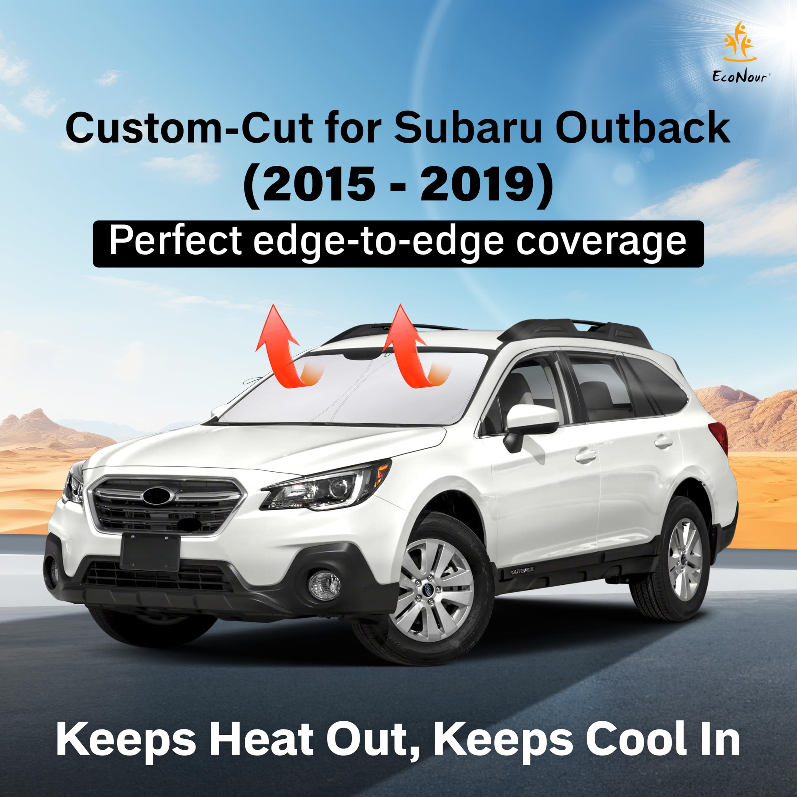 EcoNour front window sunshade enables quick installation for fast sun protection