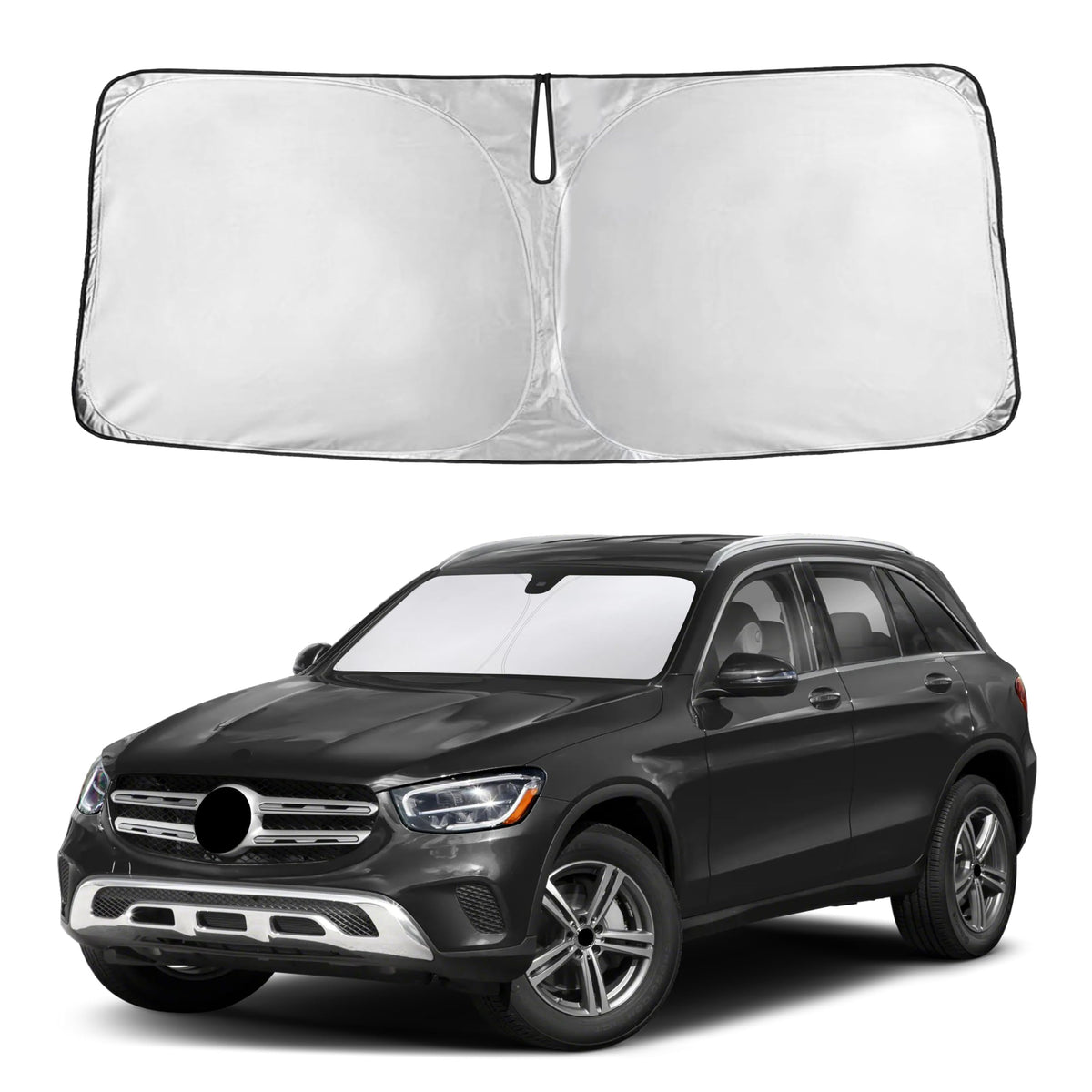 EcoNour GLC windshield sunshade for full coverage reduces glare and heat.