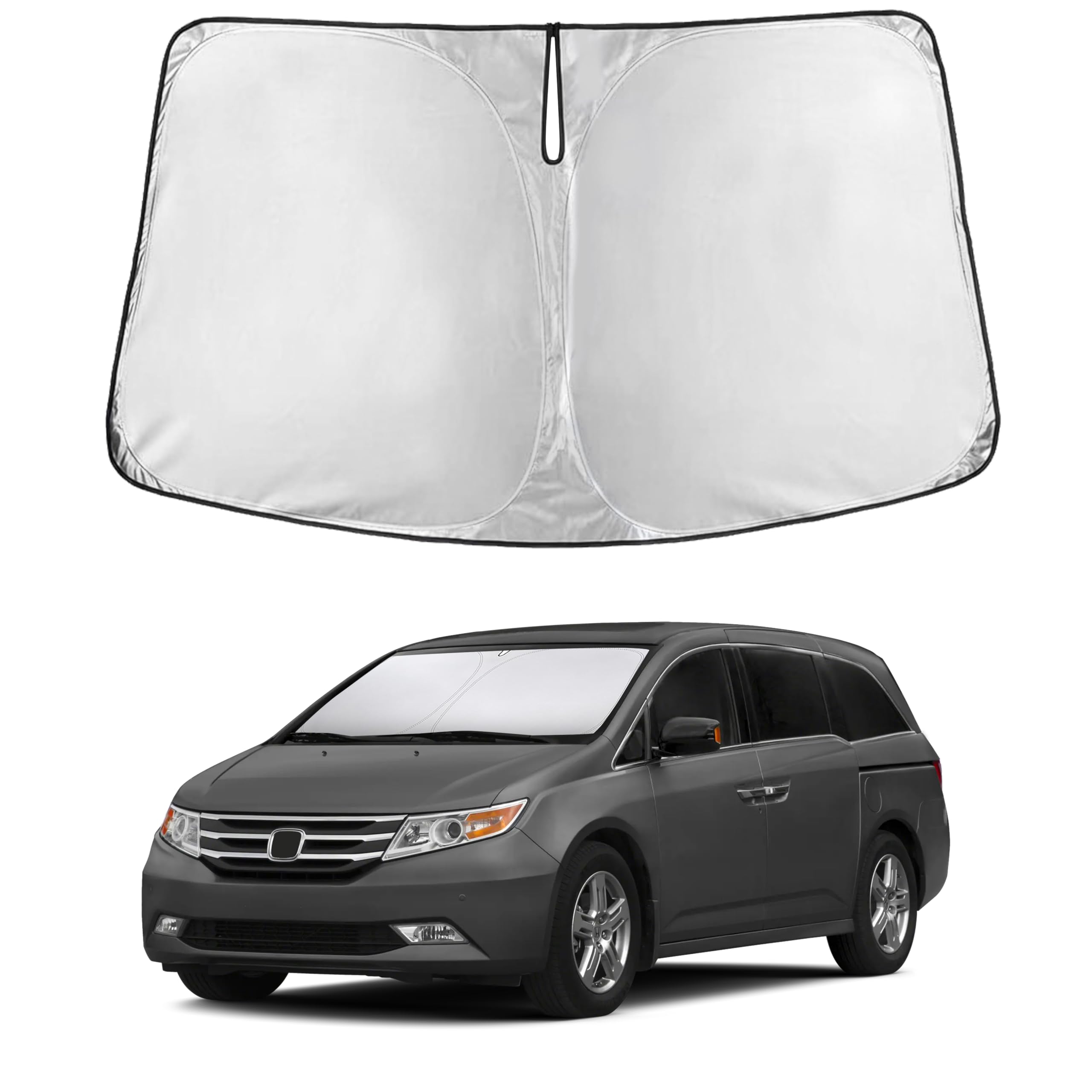 EcoNour Odyssey windshield sunshade front view blocks UV and reduces heat