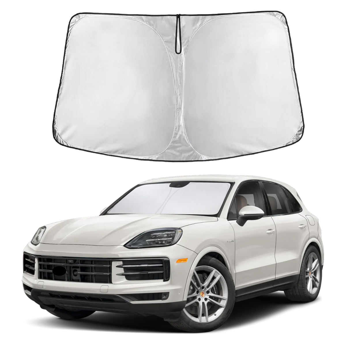 EcoNour Porsche Cayenne front windshield sunshade for precise fit and full coverage.