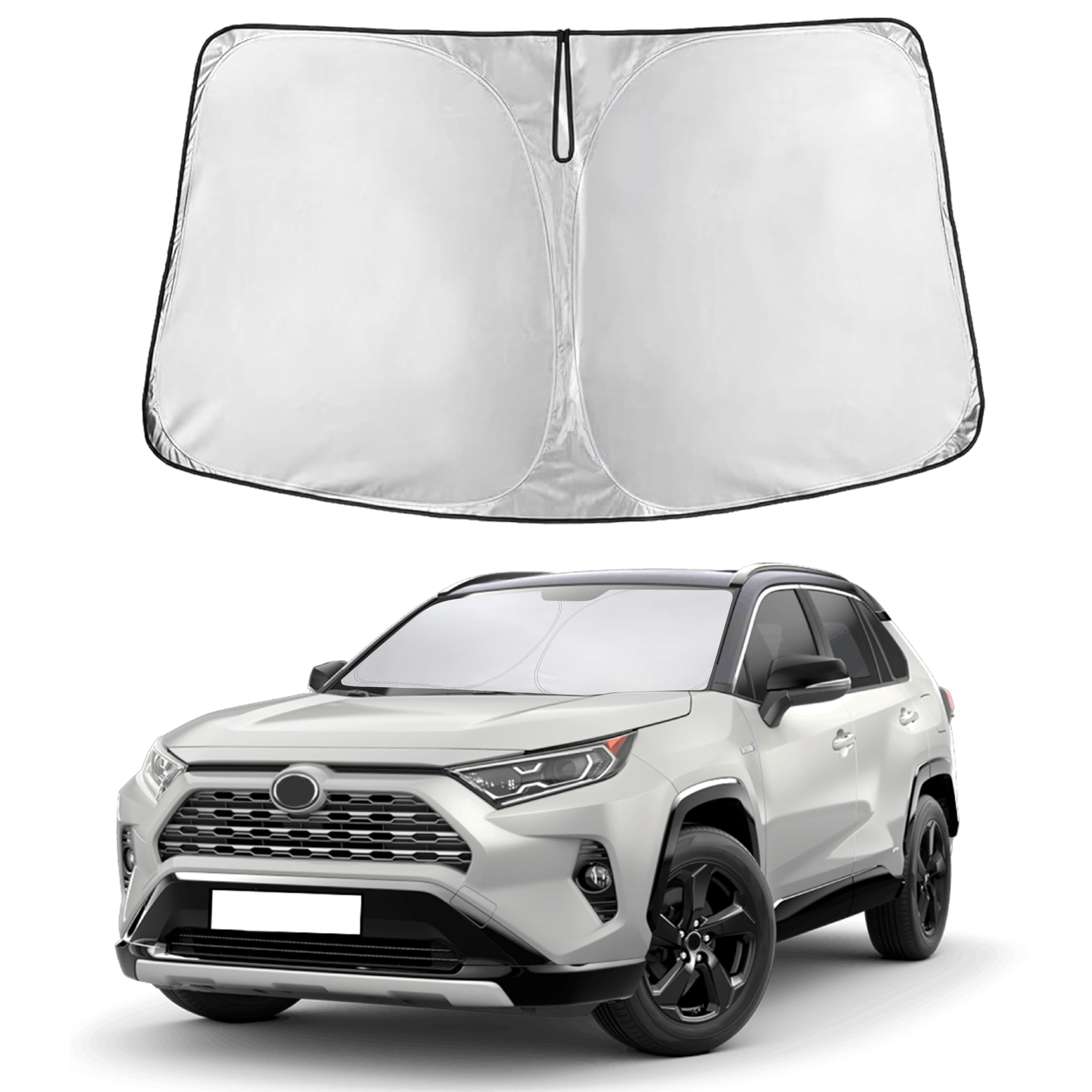 EcoNour RAV4 windshield sunshade fits precisely for 2019–2026 models, full coverage.
