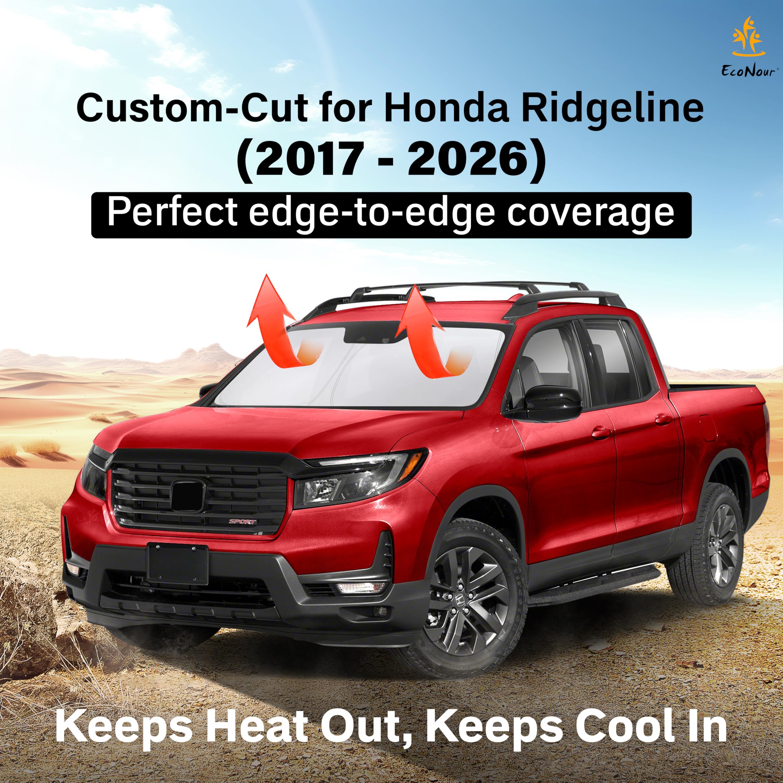 EcoNour sunshade with 4-layer design delivers strong heat and UV blocking.