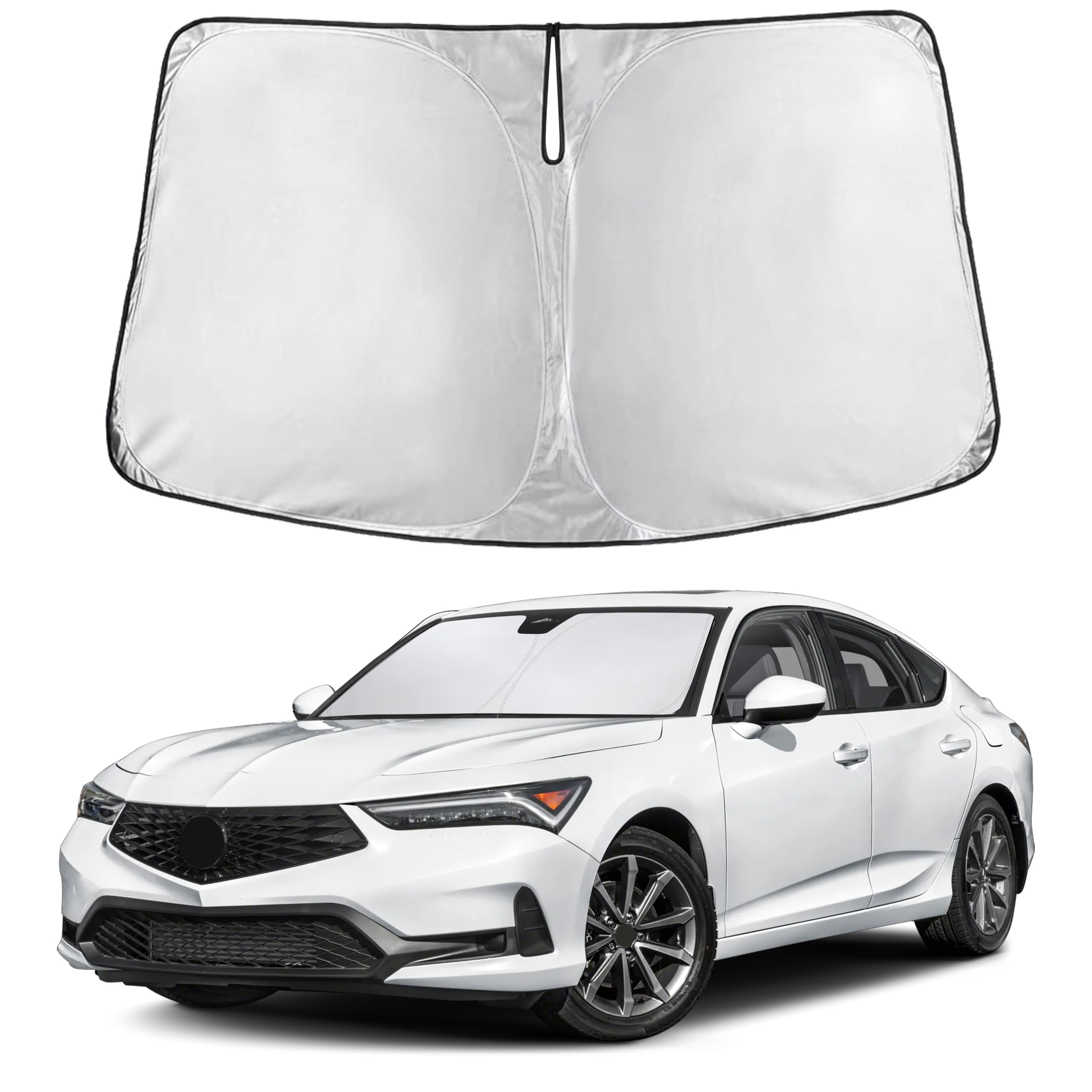EcoNour windshield shade for Acura Integra shows full-coverage fit and glare reduction