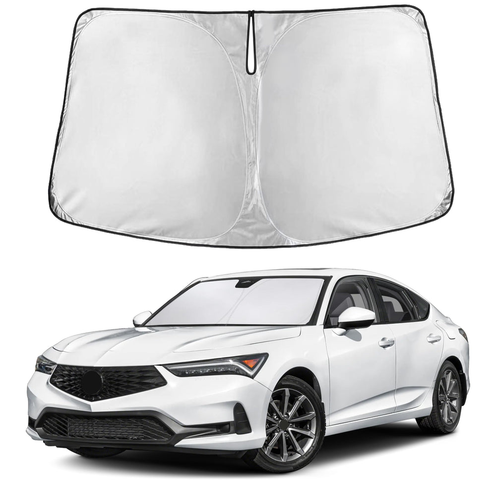 EcoNour windshield shade for Acura Integra shows full-coverage fit and glare reduction