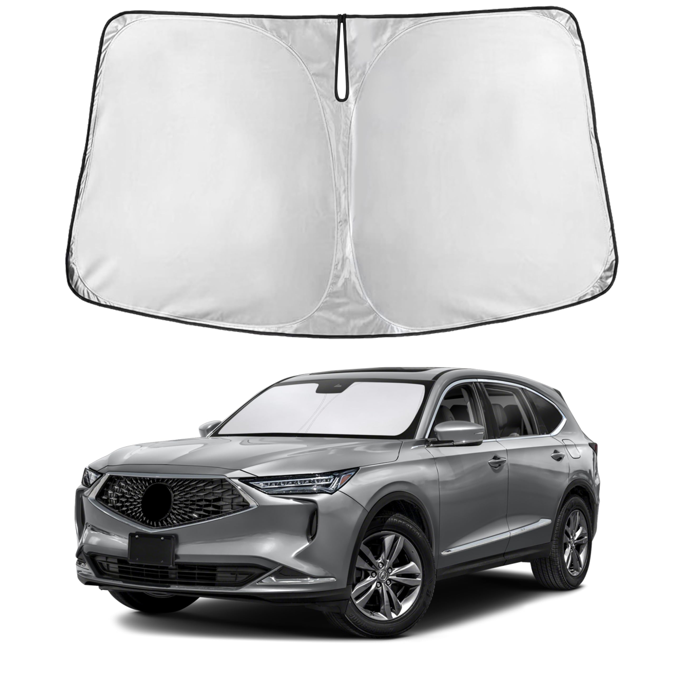EcoNour windshield sunshade on Acura MDX front windshield for full coverage