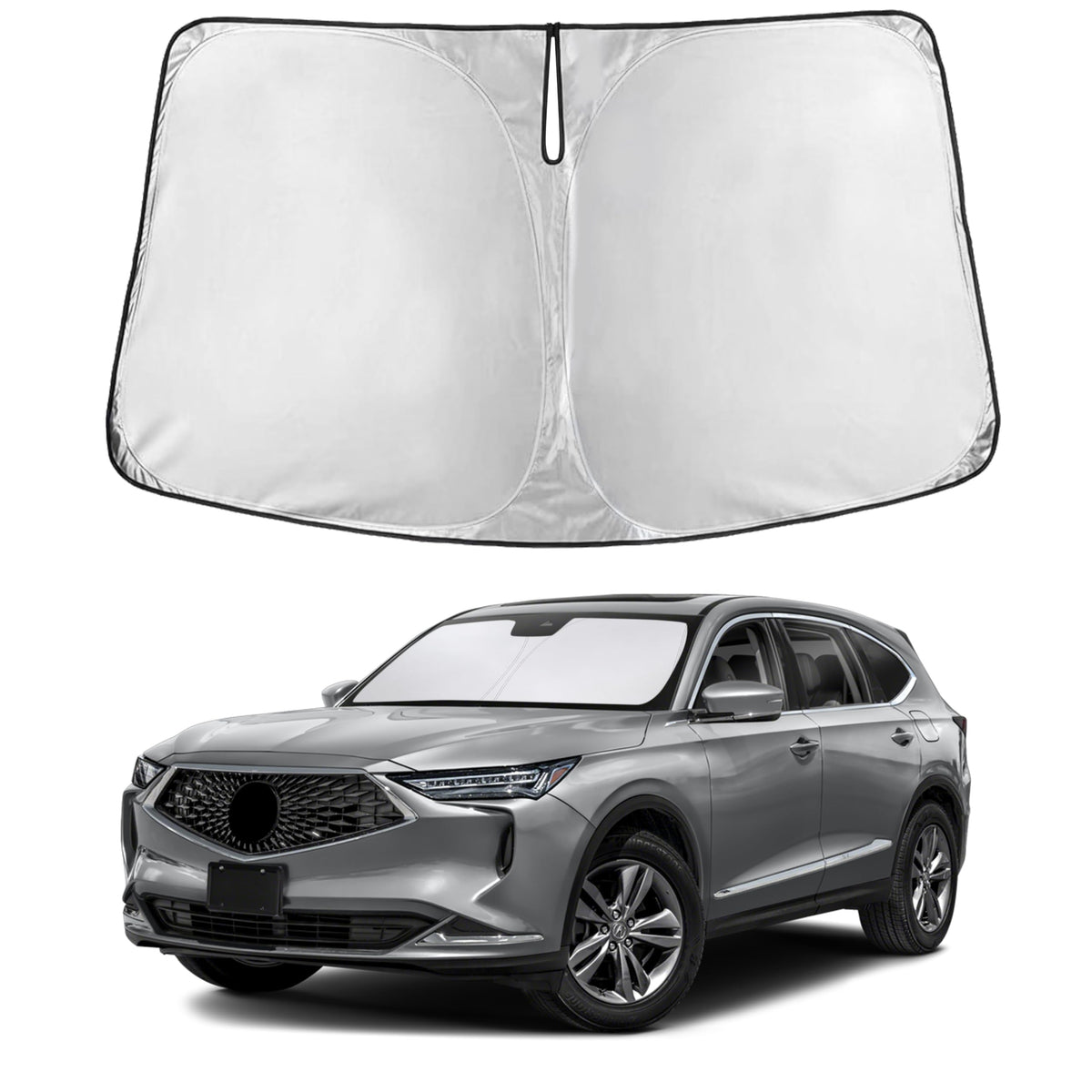 EcoNour windshield sunshade on Acura MDX front windshield for full coverage