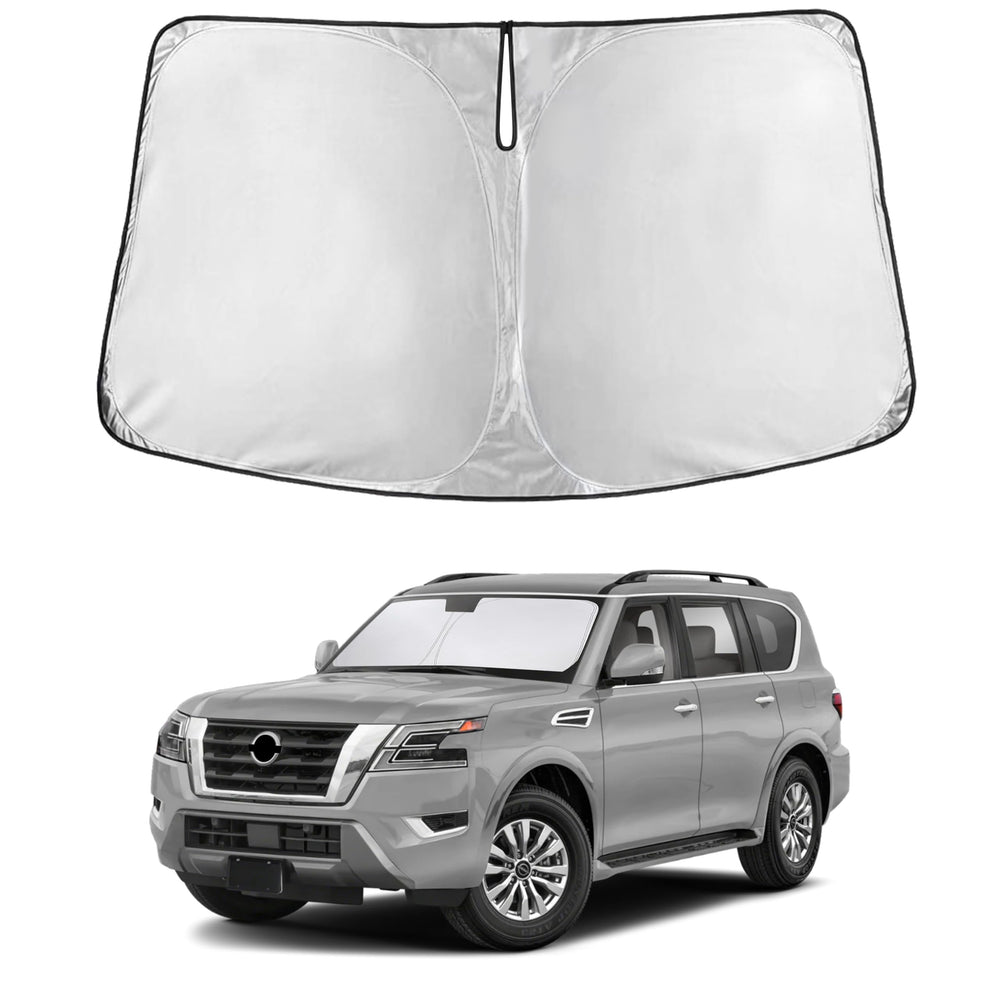EcoNour windshield sunshade for Armada full-coverage blocks glare and UV rays.