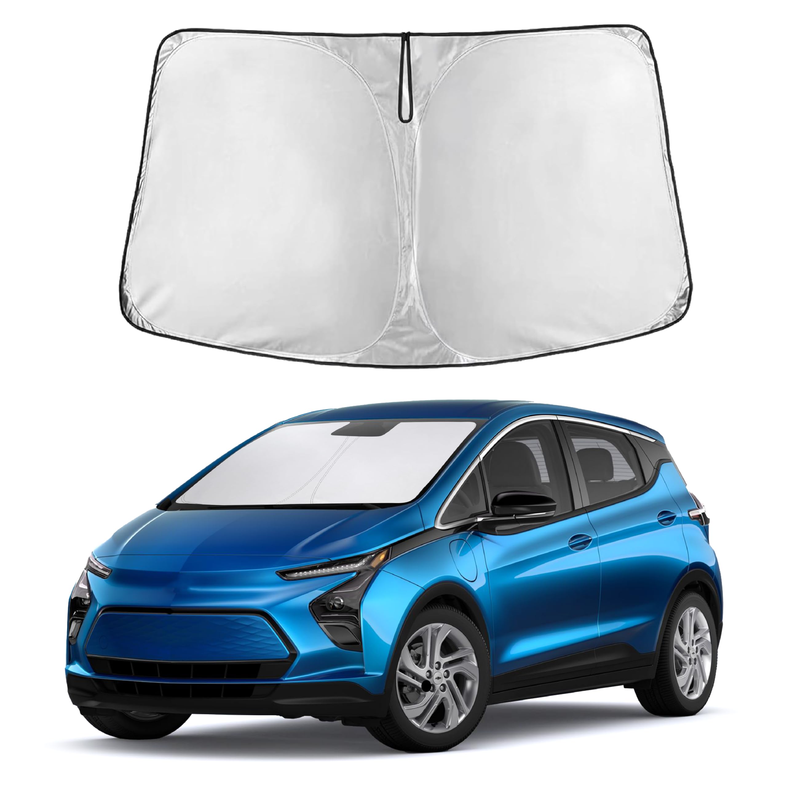 EcoNour Bolt EV windshield sunshade provides full coverage and glare reduction for clear daytime visibility.