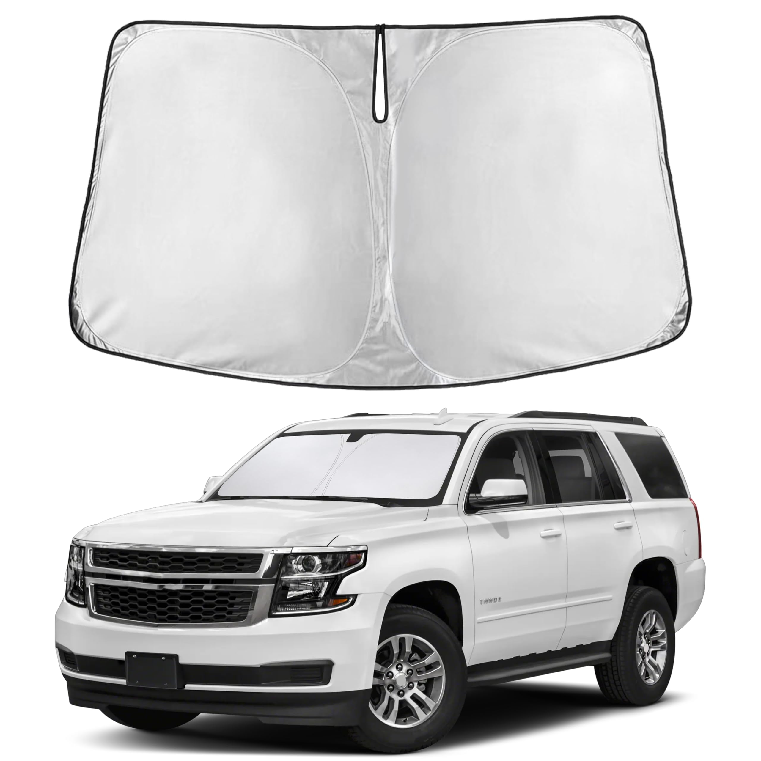 EcoNour windshield sunshade for Chevy Tahoe reduces interior heat and glare.