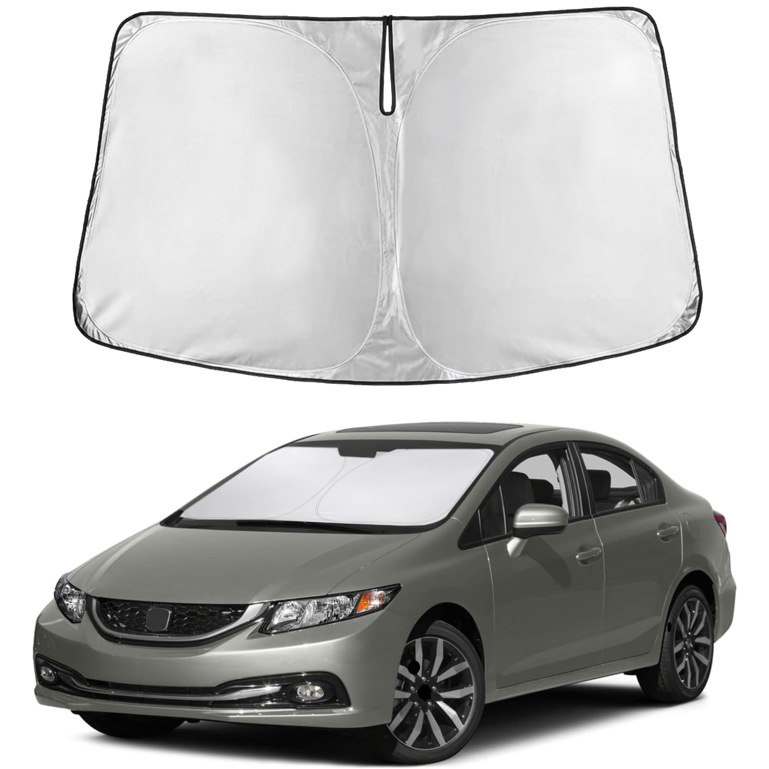 EcoNour windshield sunshade for Honda Civic 2012–2015 provides complete front window coverage and glare reduction.