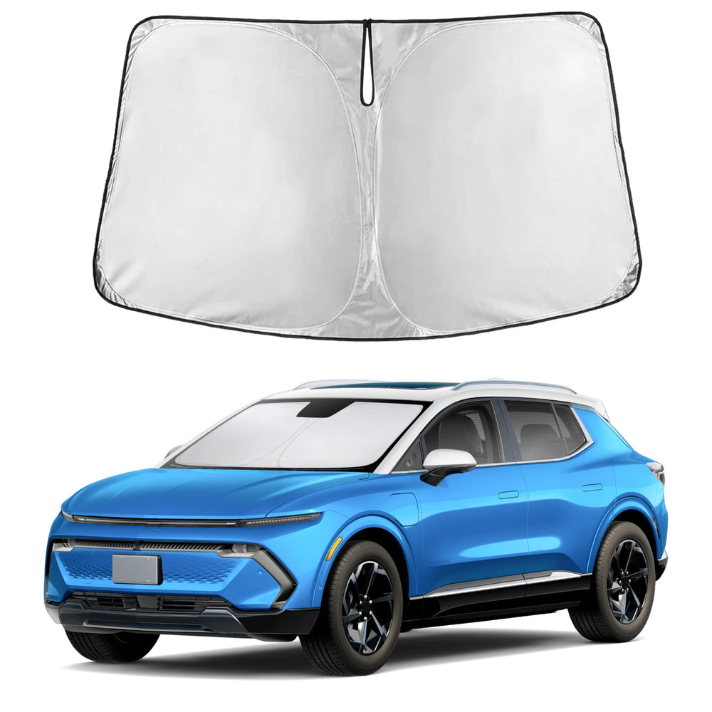 EcoNour windshield sunshade provides full windshield coverage for Equinox EV, reducing sun glare.