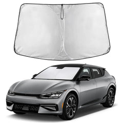 EcoNour windshield sunshade fully covers Kia EV6, reducing glare and UV exposure.