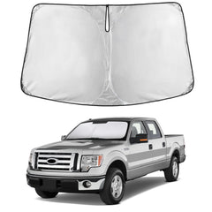 EcoNour windshield sunshade for F-150 2009-2014 provides complete coverage and interior protection.