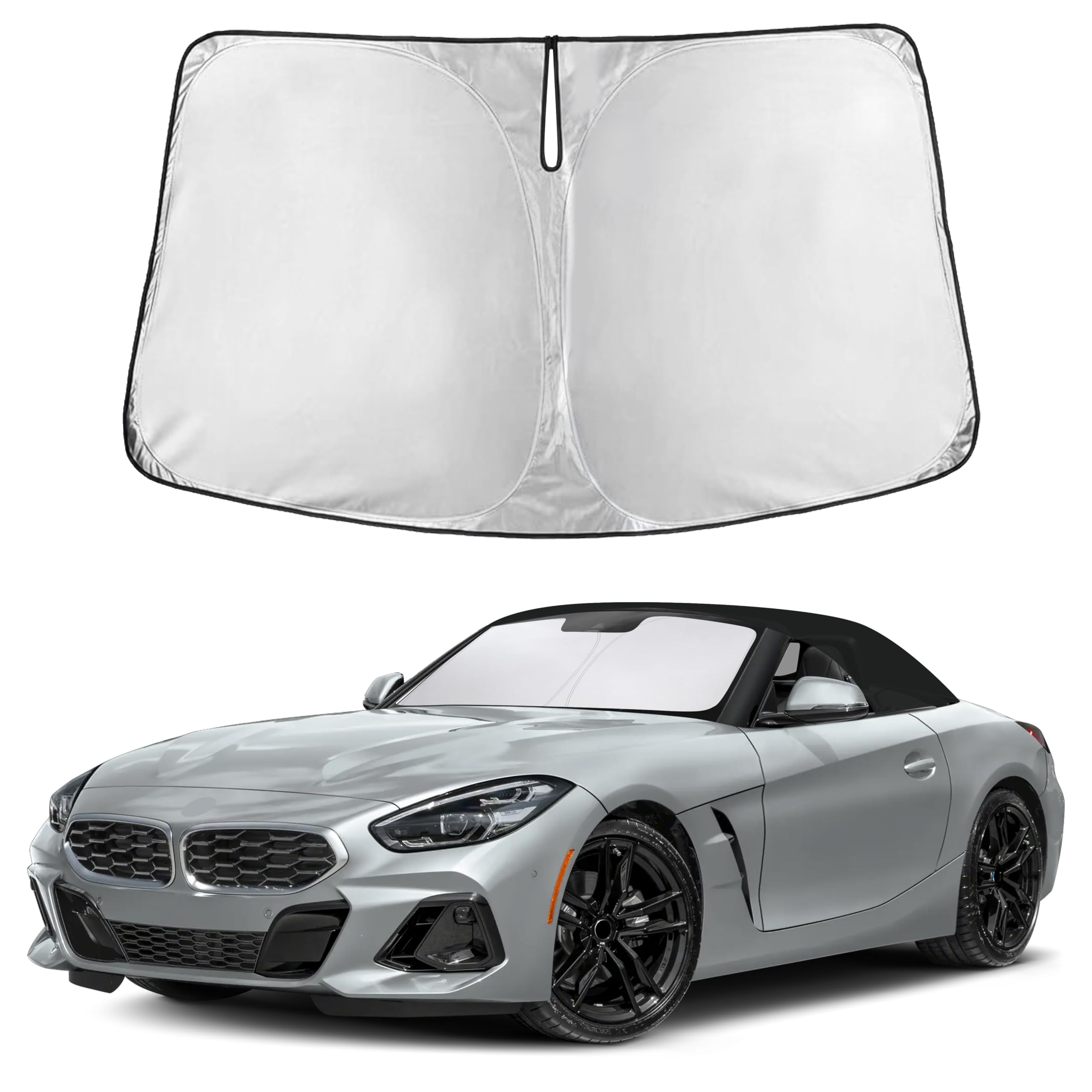 EcoNour windshield sunshade provides full coverage for BMW models, reducing glare and interior heat.