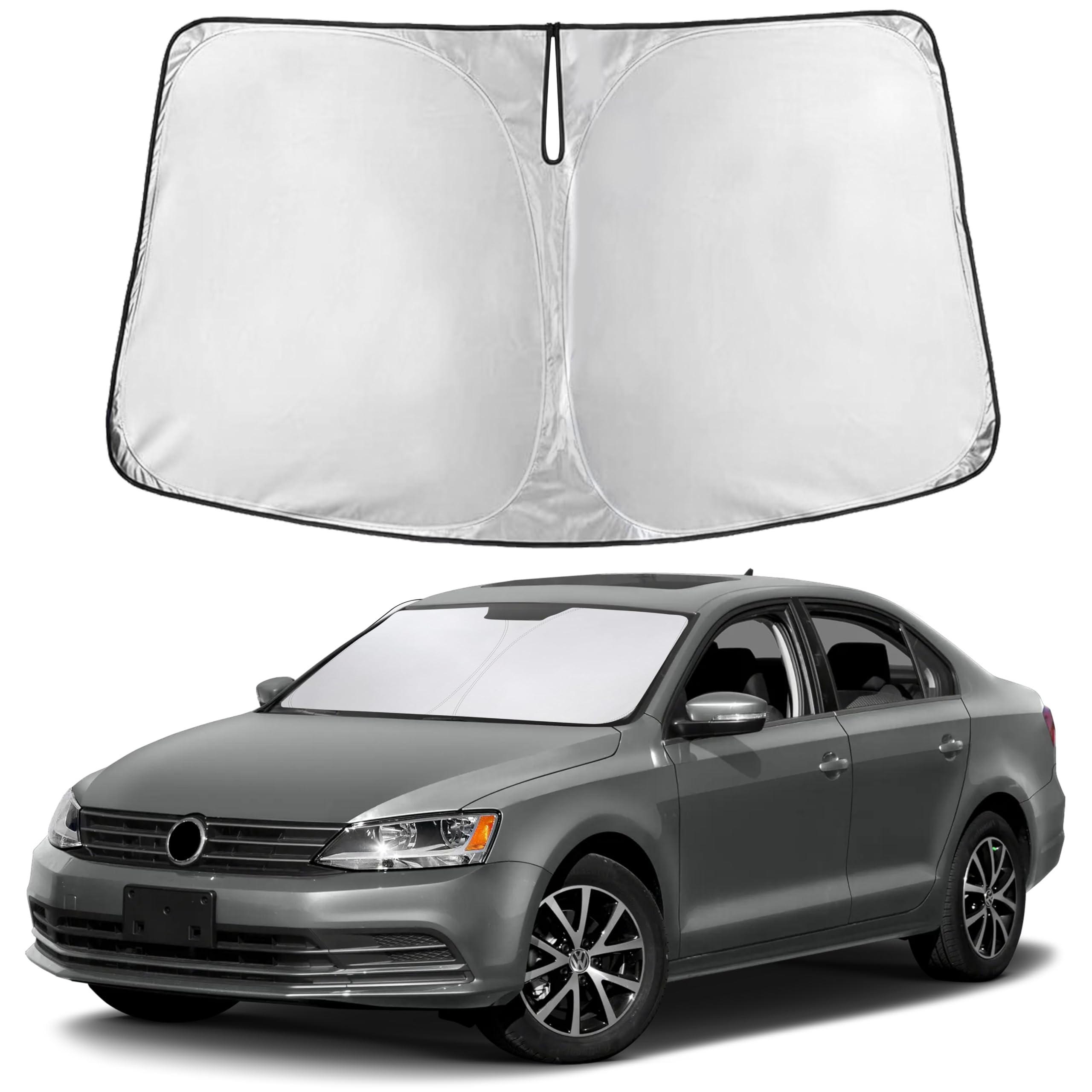EcoNour windshield sunshade provides full coverage to block light and reduce heat buildup.