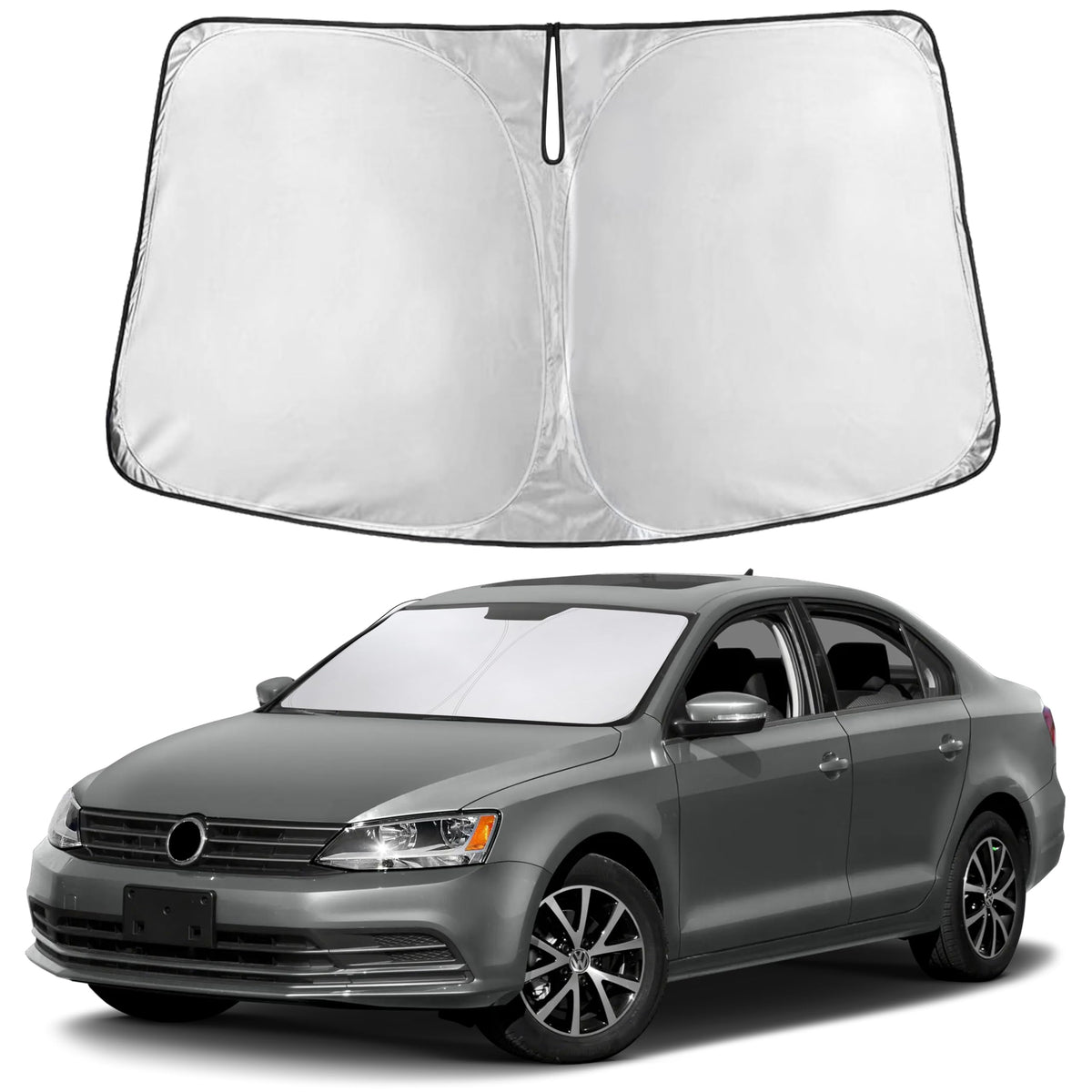 EcoNour windshield sunshade provides full coverage to block light and reduce heat buildup.