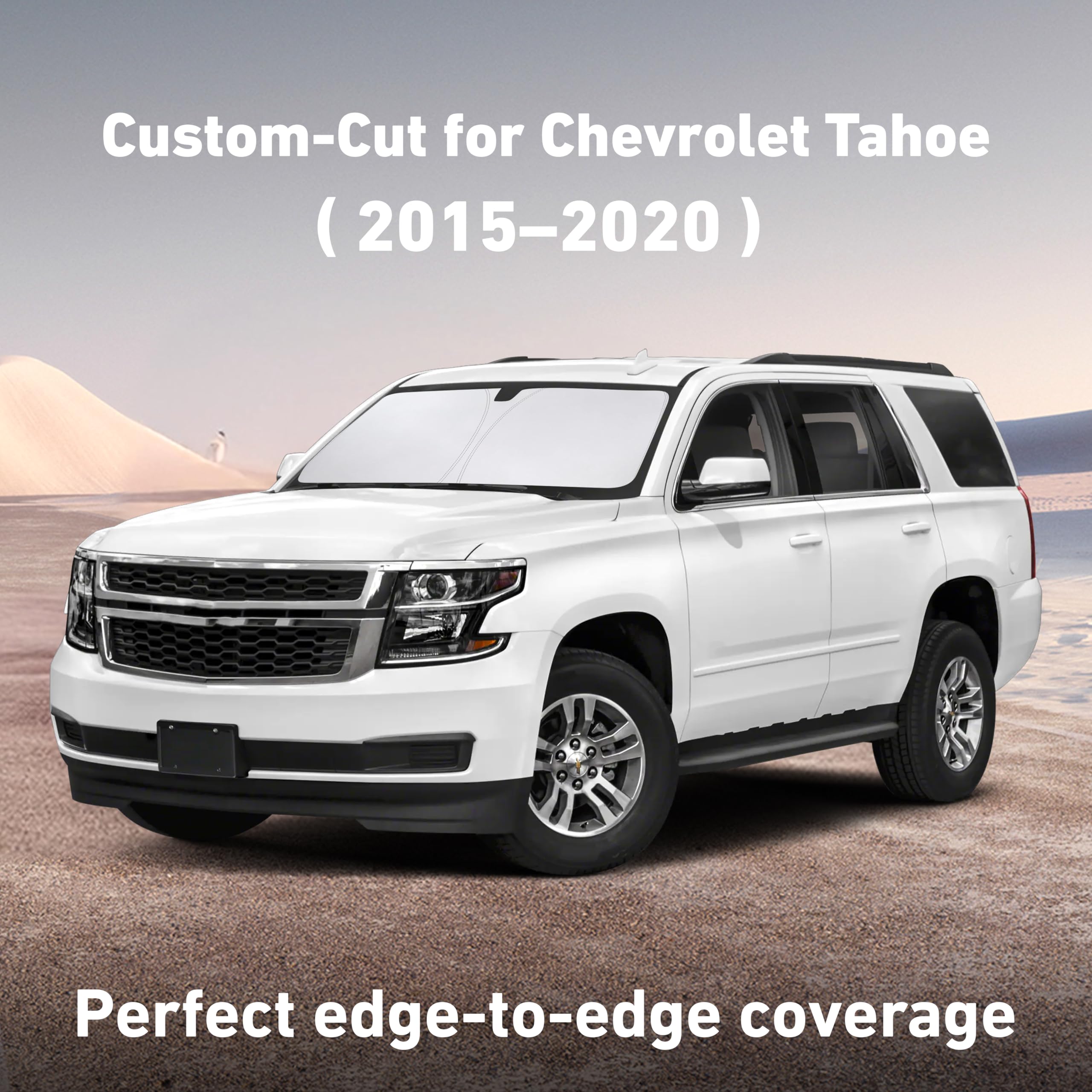 EcoNour windshield sunshade for GMC Yukon blocks UV rays and shields the dashboard.