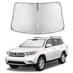 EcoNour windshield sunshade for Highlander 2008-2013 with full windshield coverage.
