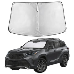 EcoNour Windshield Sunshade Highlander fit covers full windshield for precise protection.