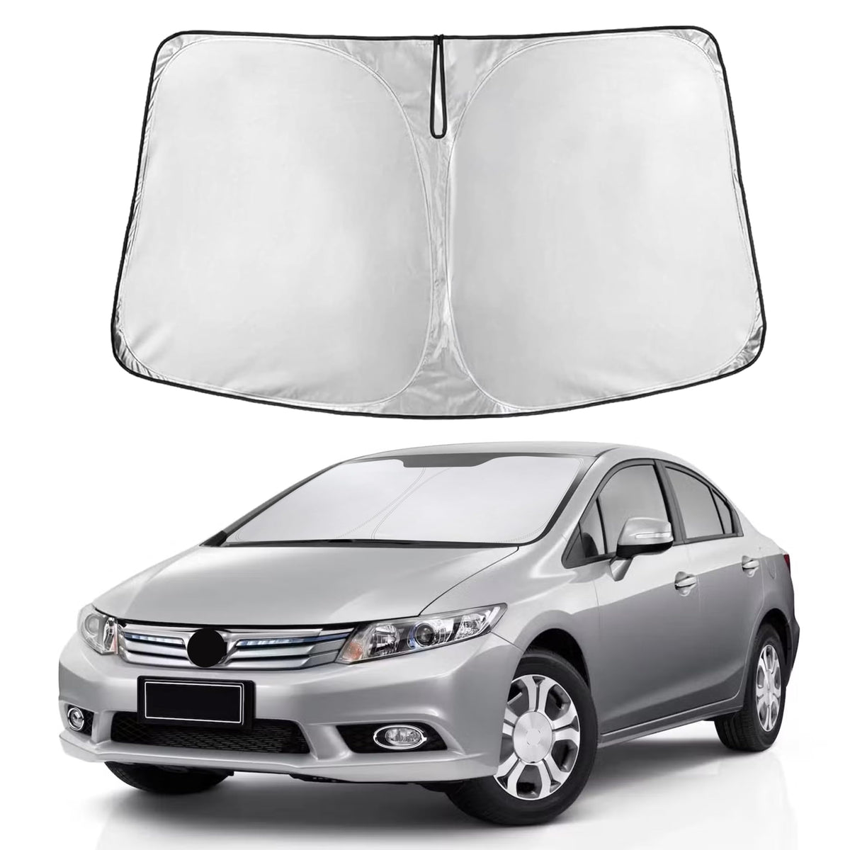 EcoNour windshield sunshade for Honda Civic provides full front coverage and light blocking.