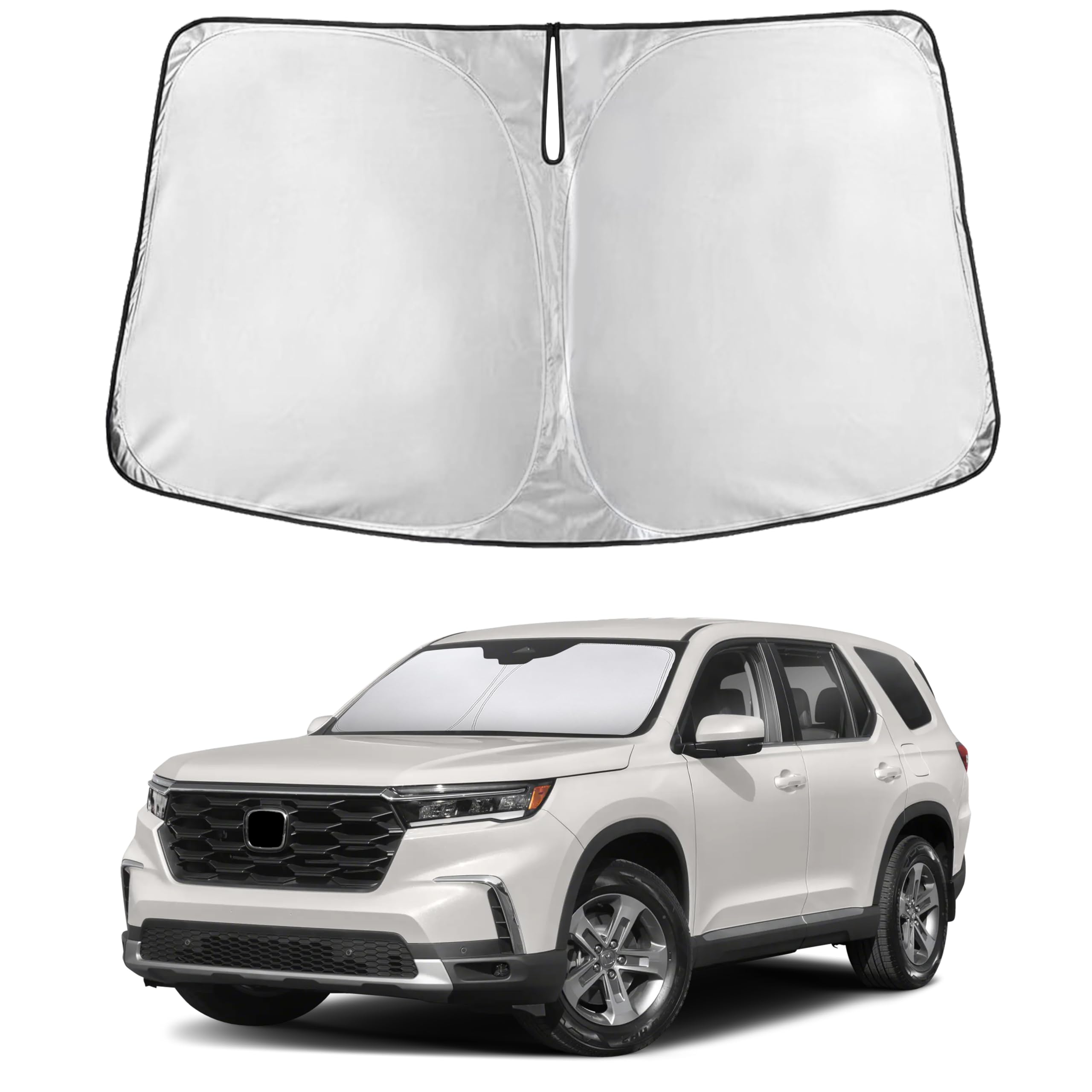 EcoNour windshield sunshade for Honda Pilot provides full coverage to reduce glare and heat