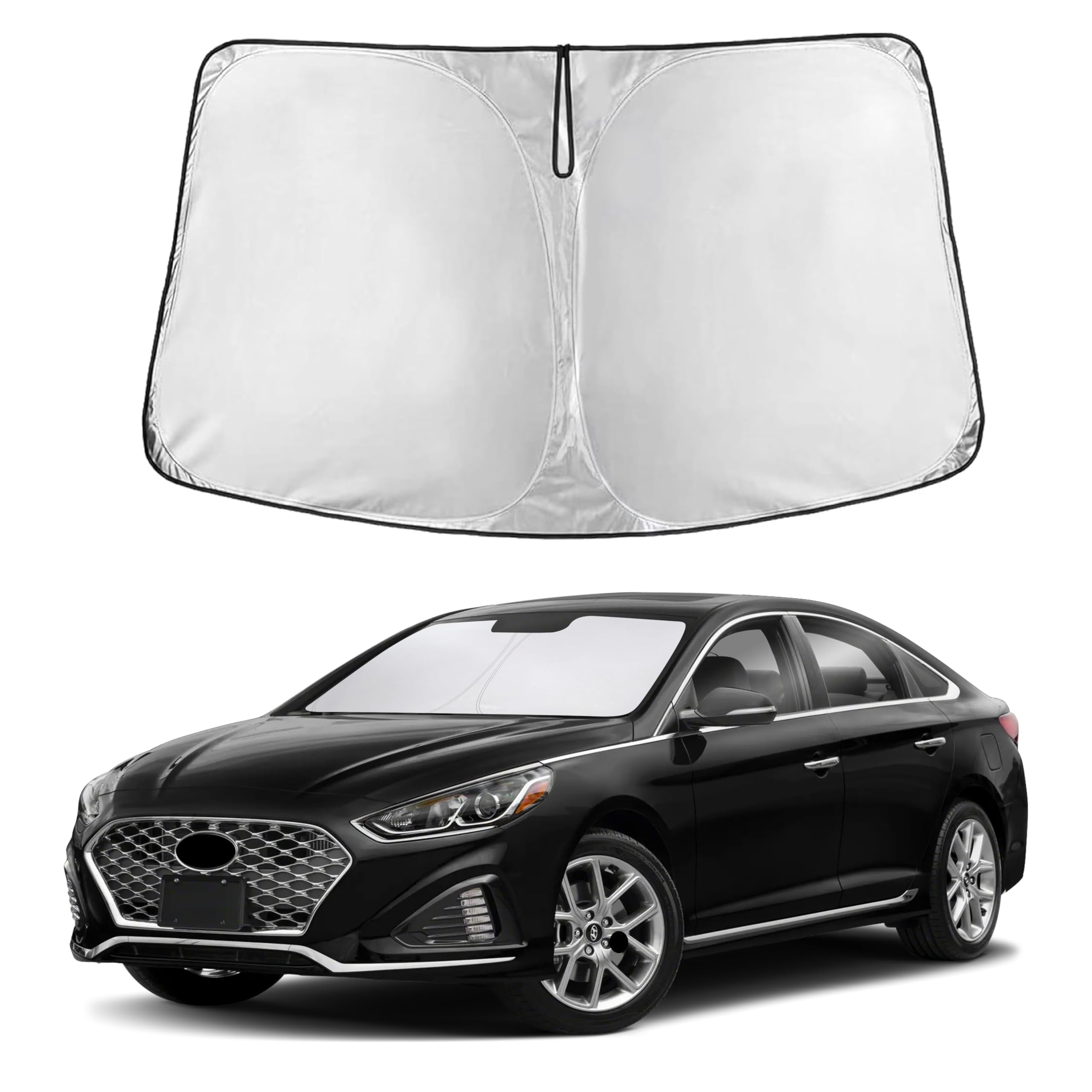 EcoNour windshield sunshade on Hyundai Sonata provides full front coverage and clean fit