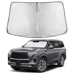 EcoNour windshield sunshade on Infiniti QX80 front window for full coverage and glare reduction