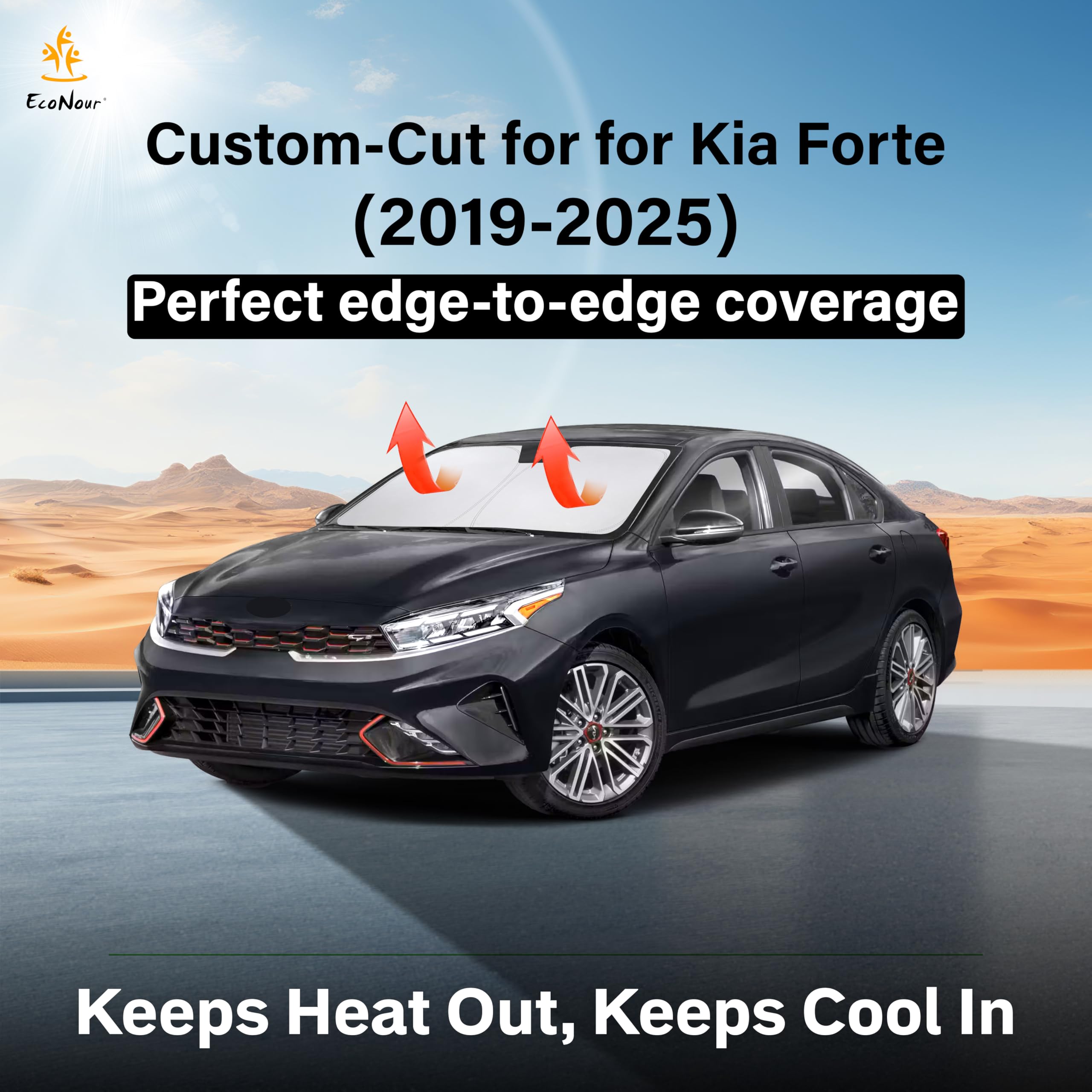EcoNour sunshade with dual-layer technology on Kia Forte interior