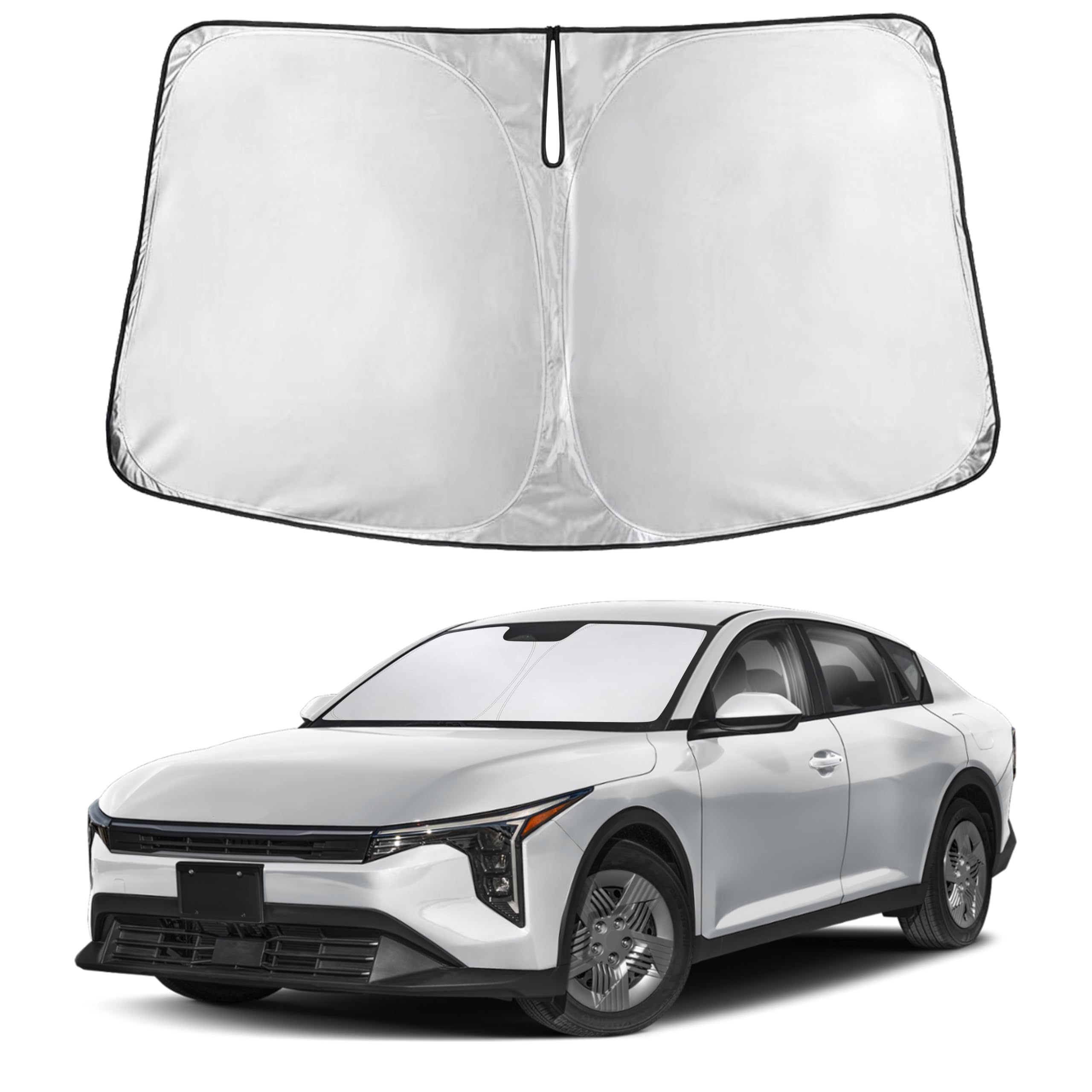 EcoNour windshield sunshade for Kia K4 with full-coverage design blocks sunlight.