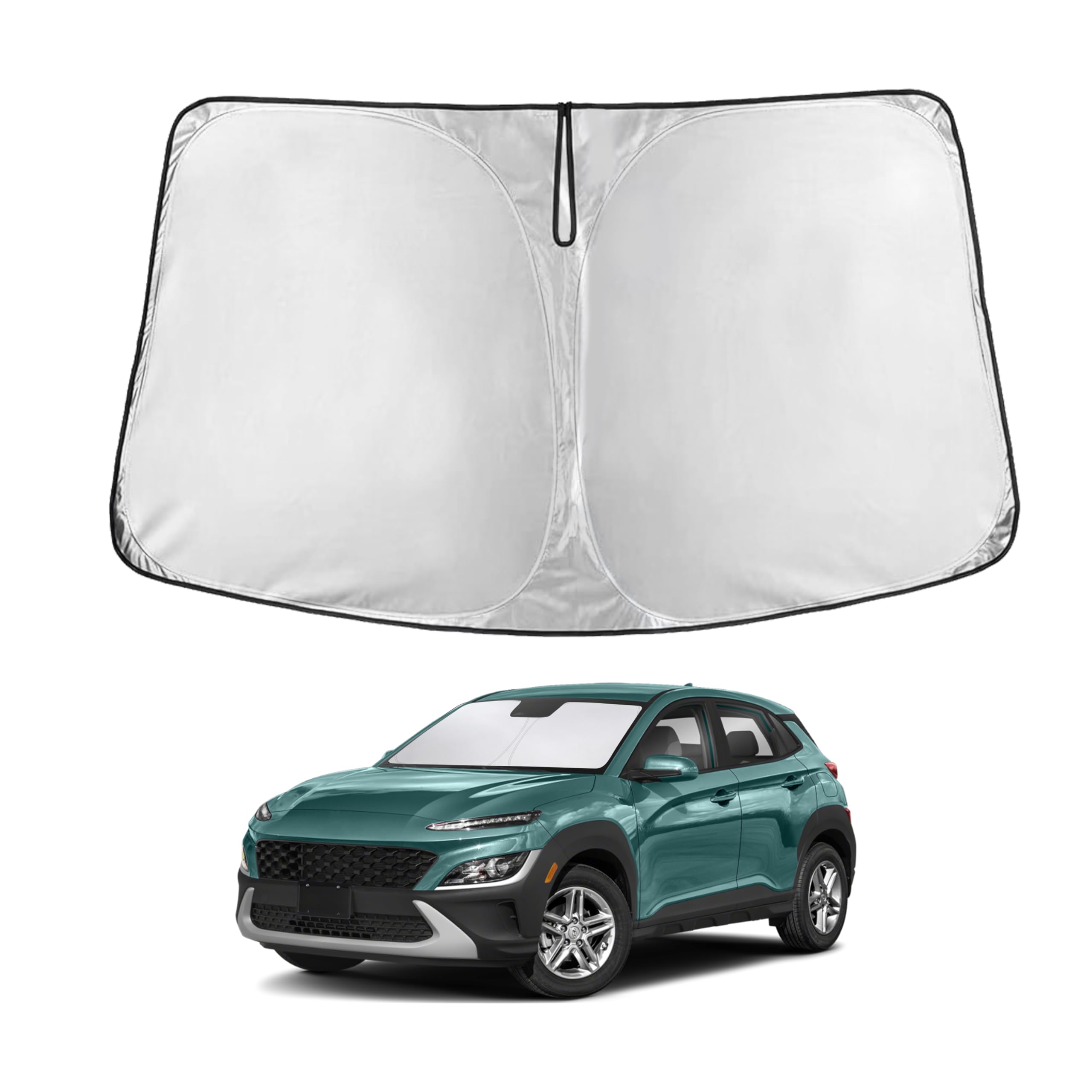EcoNour windshield sunshade on Kona 2018-2023 blocks UV rays and interior heat