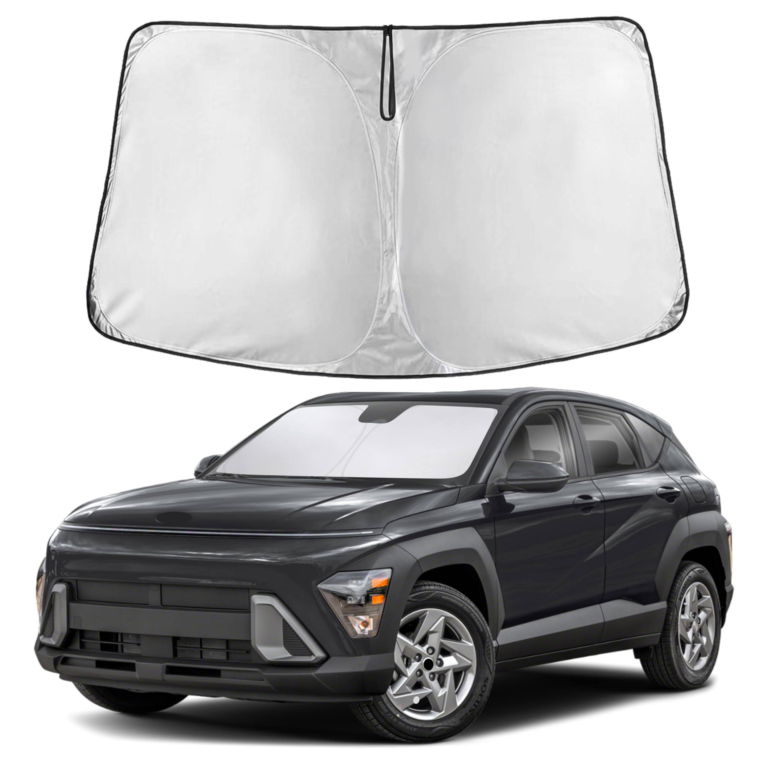 EcoNour windshield sunshade for Kona front windshield shade blocks light for a cooler cabin.