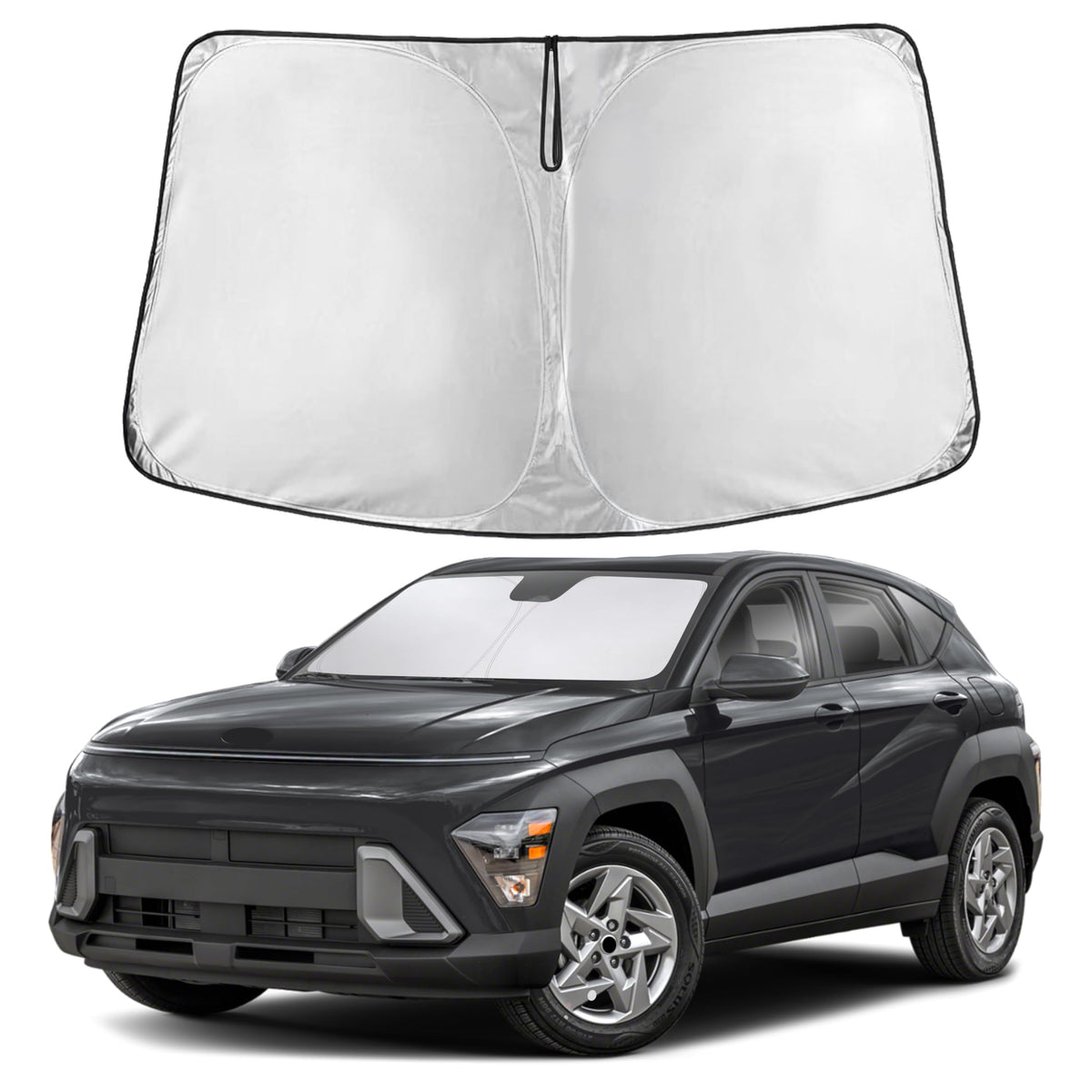 EcoNour windshield sunshade for Kona front windshield shade blocks light for a cooler cabin.