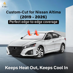 EcoNour Altima sunshade folded neatly in glove box after quick installation.