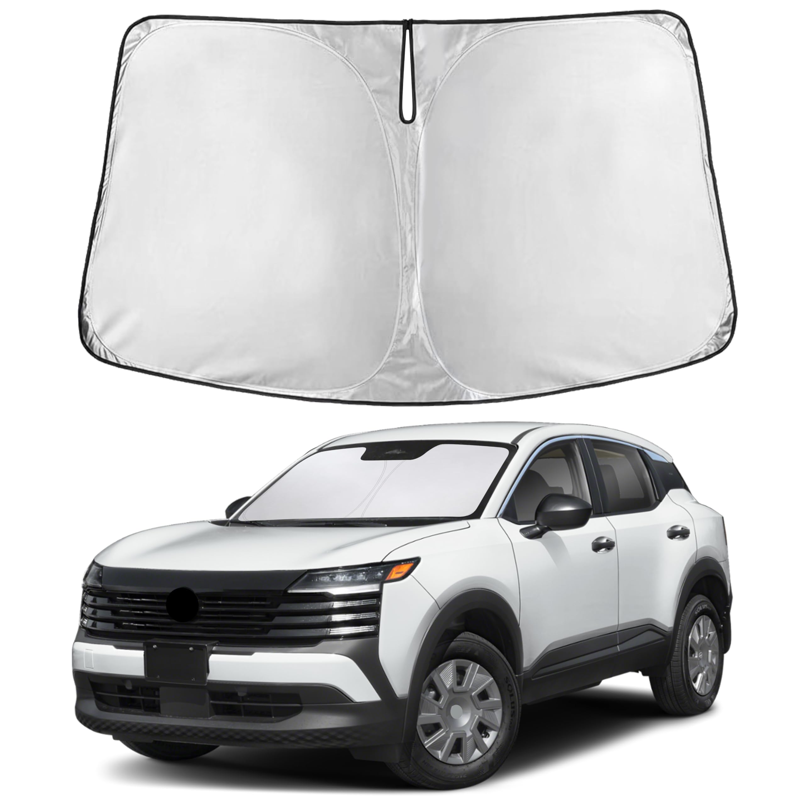 EcoNour windshield sunshade for Nissan Kicks delivers full coverage and light blocking.