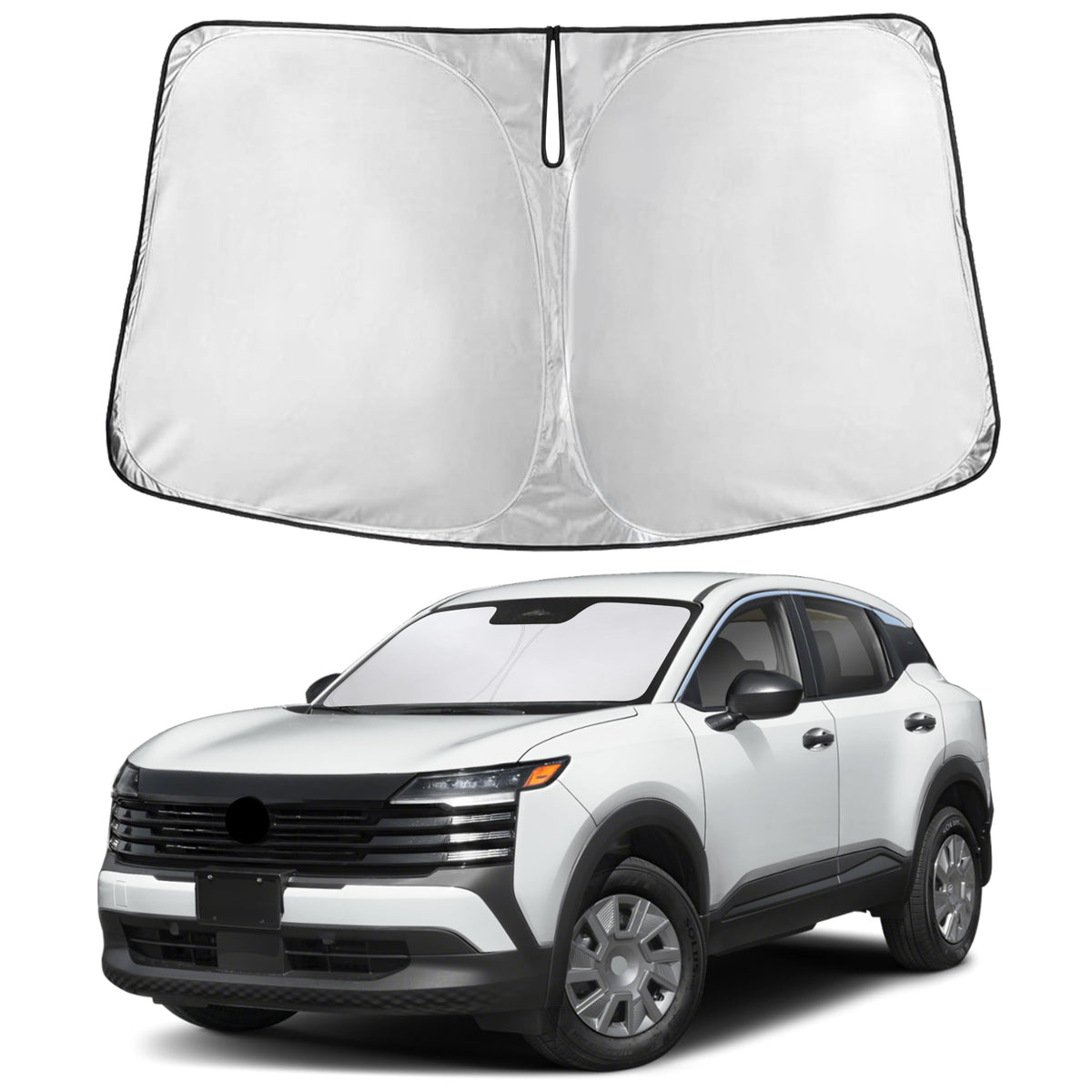 EcoNour windshield sunshade for Nissan Kicks delivers full coverage and light blocking.