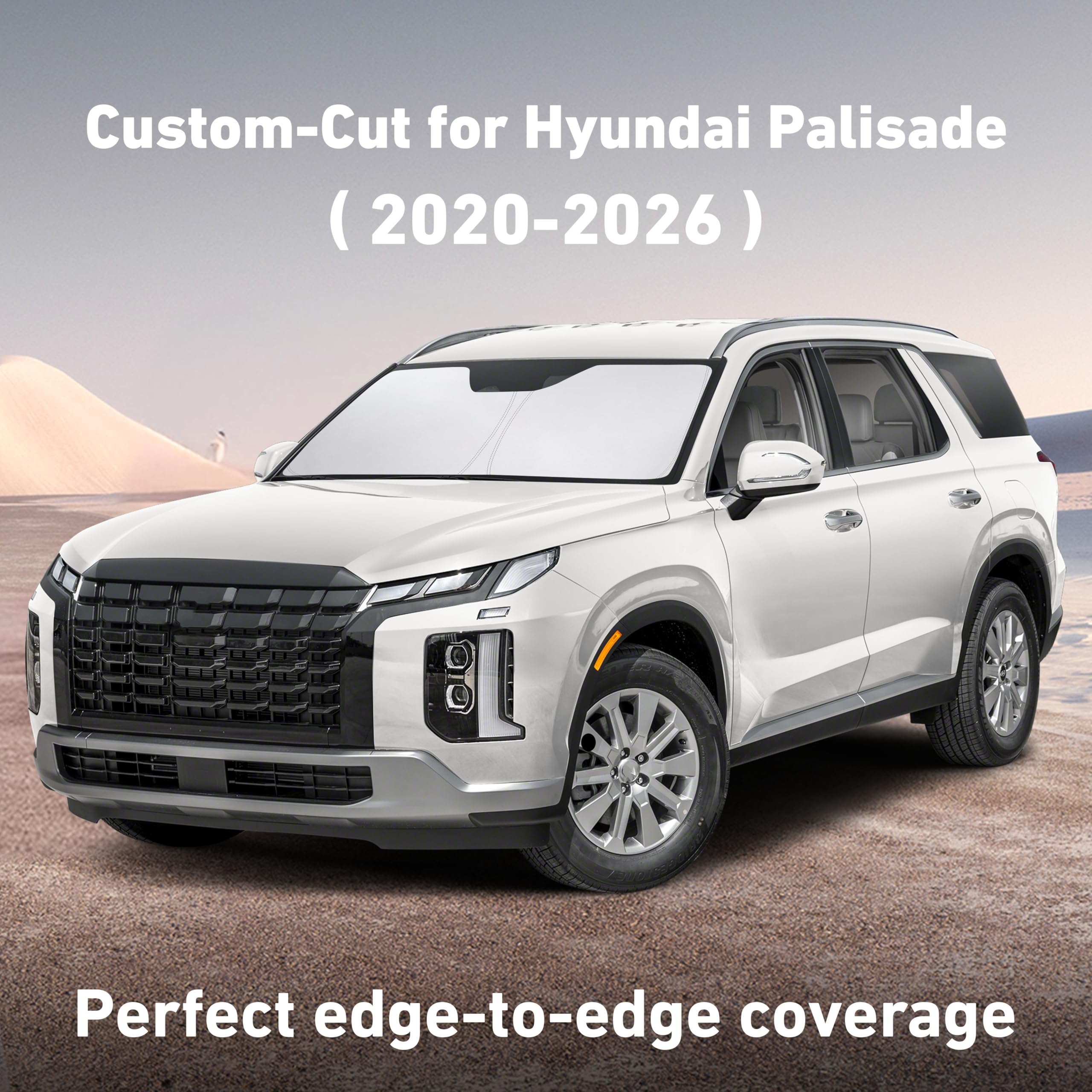 EcoNour Palisade sunshade blocks UV and keeps the dashboard cooler.
