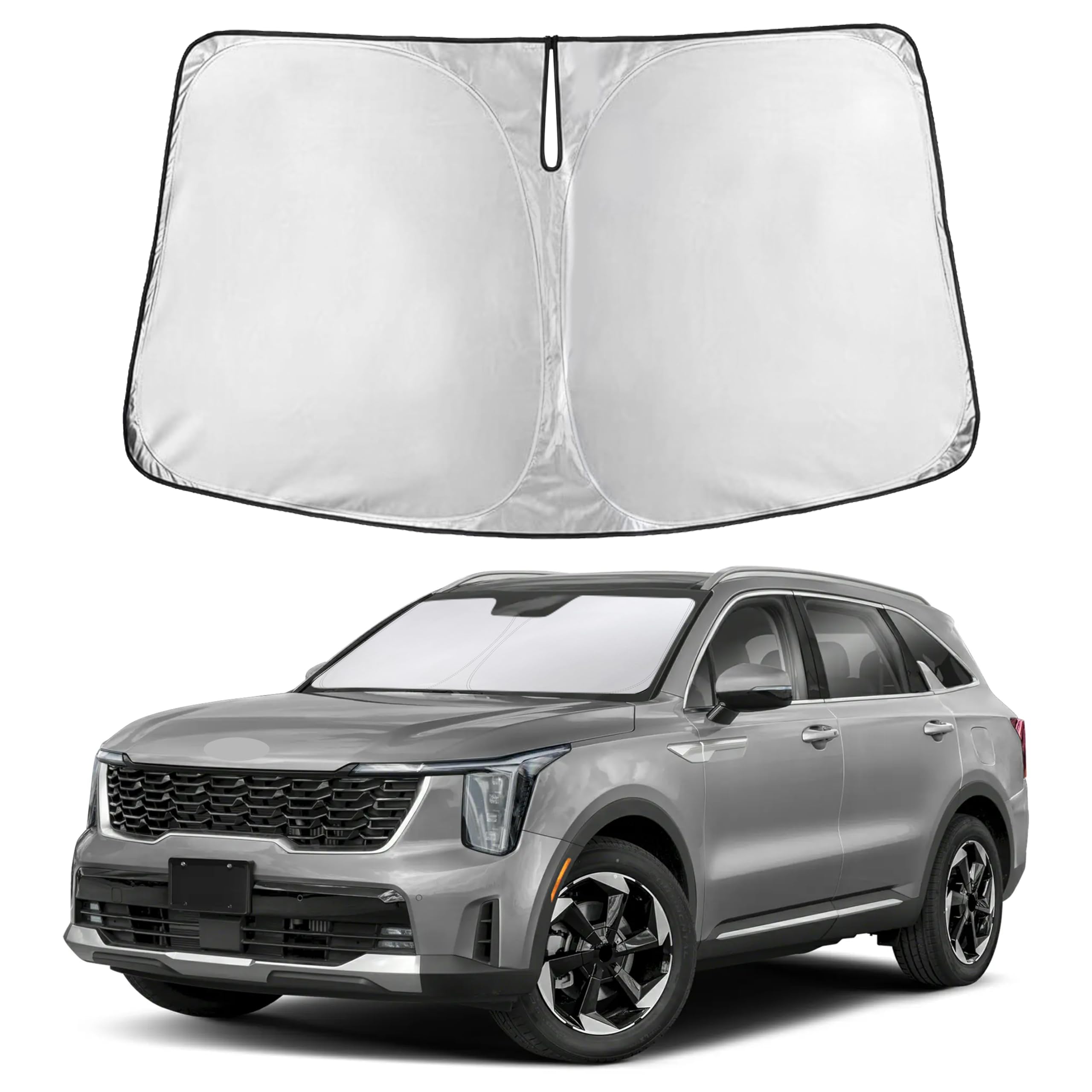 EcoNour windshield sunshade Sorento fit blocks glare and keeps interior cool.