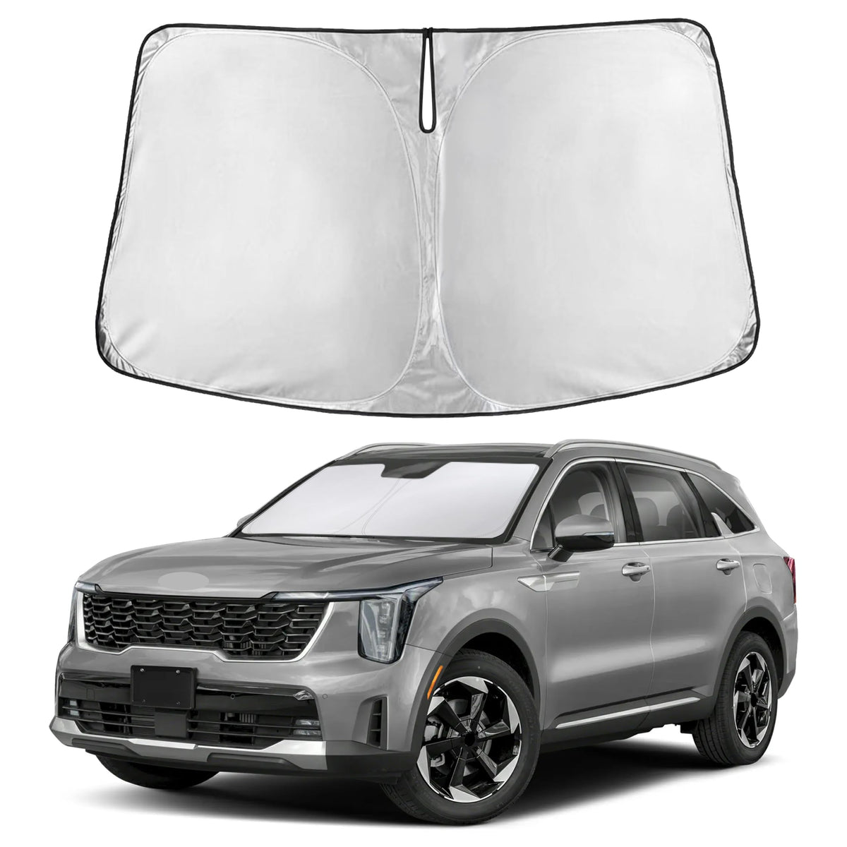 EcoNour windshield sunshade Sorento fit blocks glare and keeps interior cool.