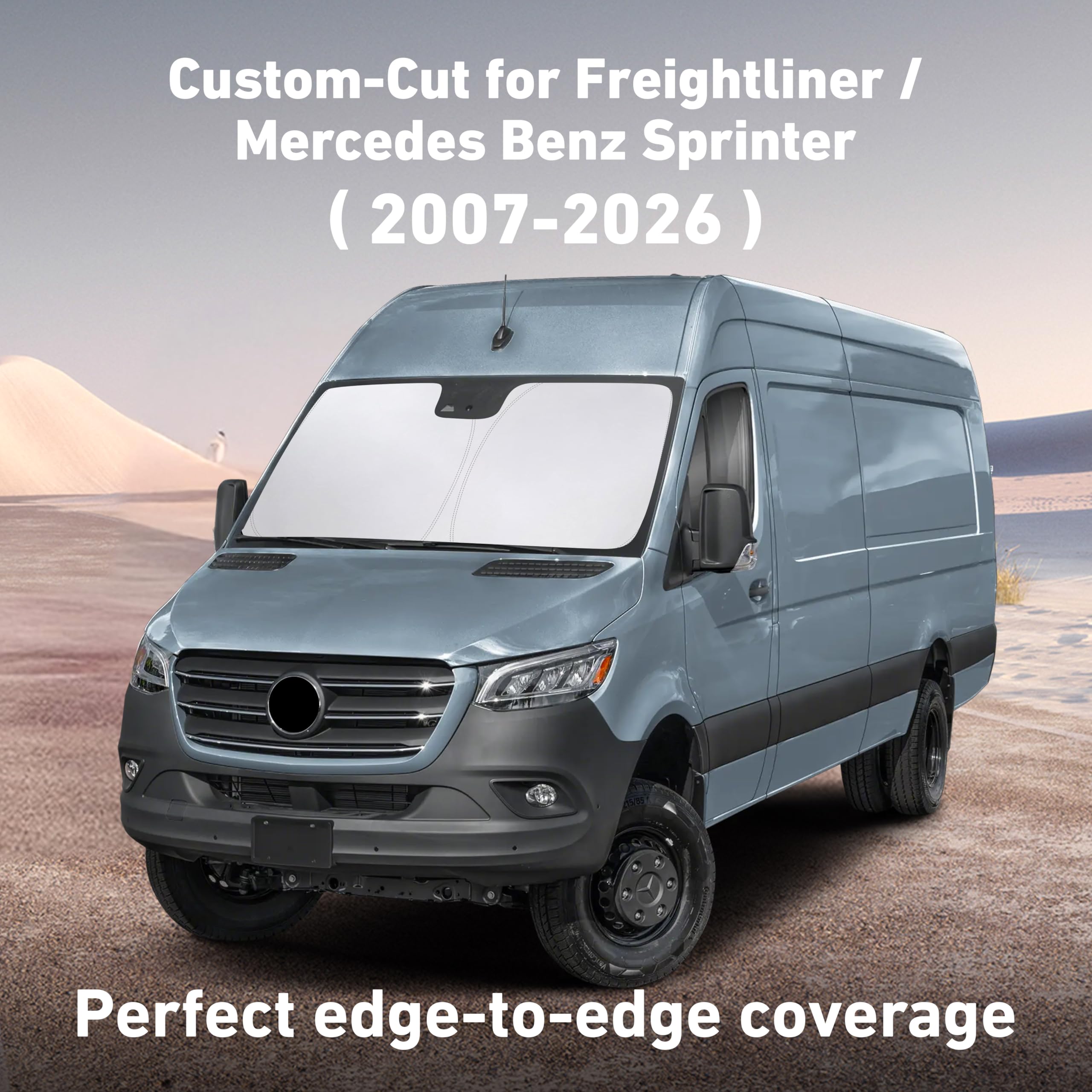 EcoNour Sprinter sunshade blocks UV and heat for a cooler cabin.
