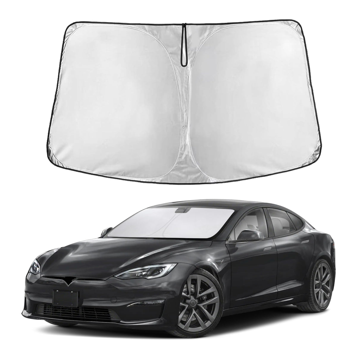 EcoNour windshield sunshade for Tesla Model S reduces glare and interior heat