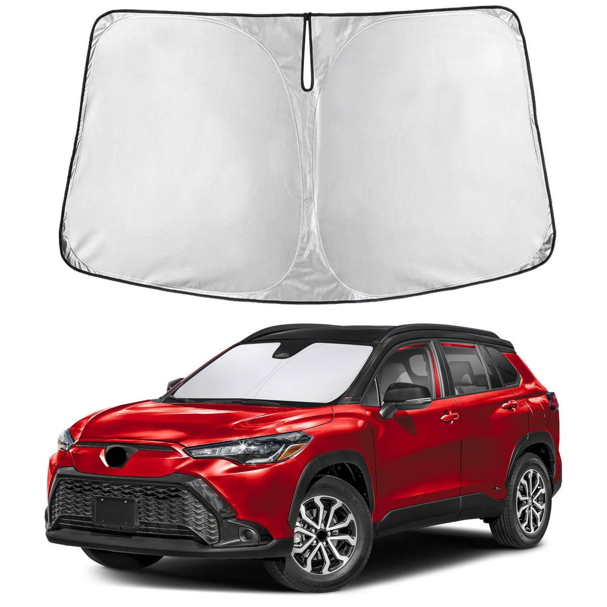 EcoNour windshield sunshade for Toyota Corolla Cross 2022-2026 blocks sun for a cooler cabin