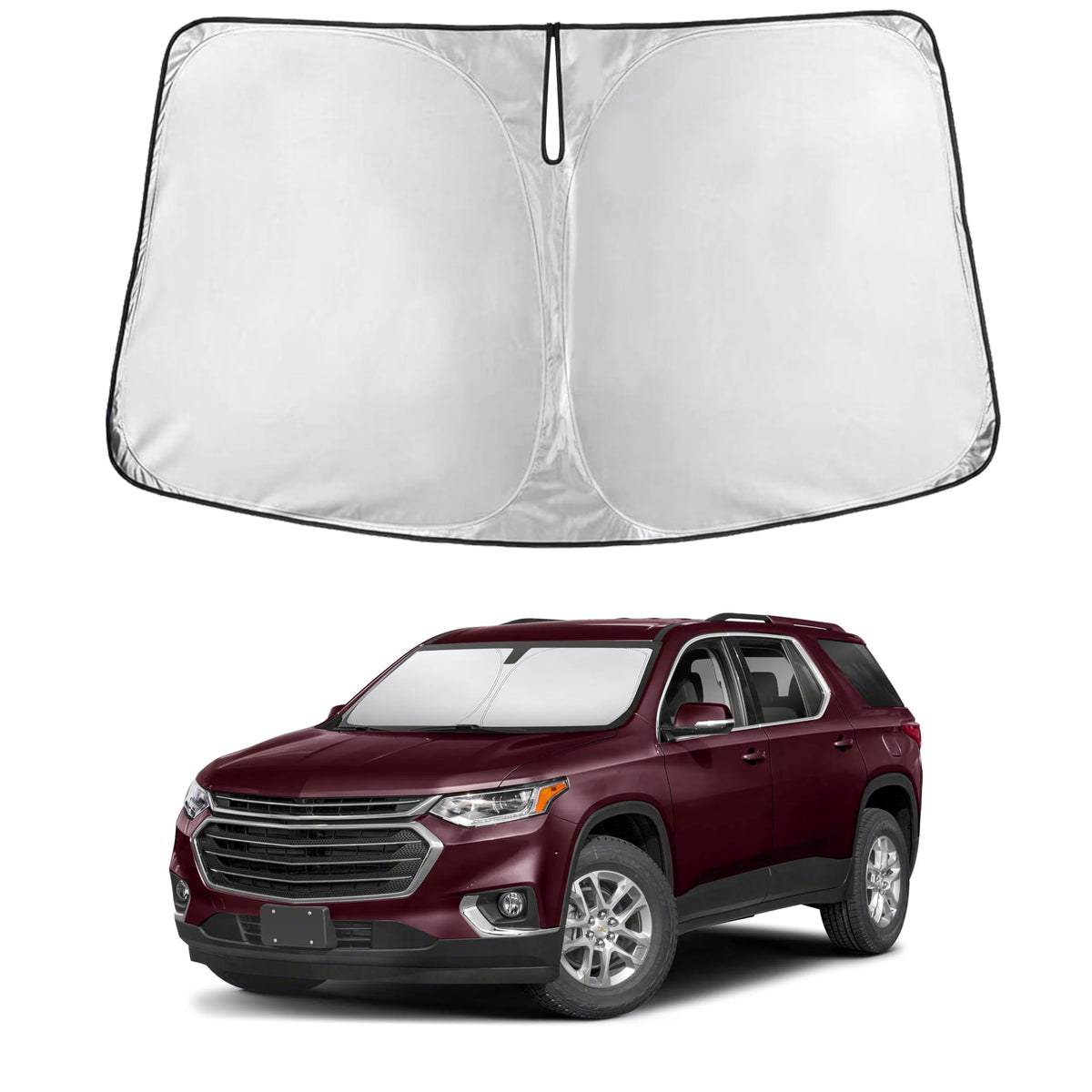 EcoNour windshield sun shade covers Chevy Traverse windshield for full UV protection
