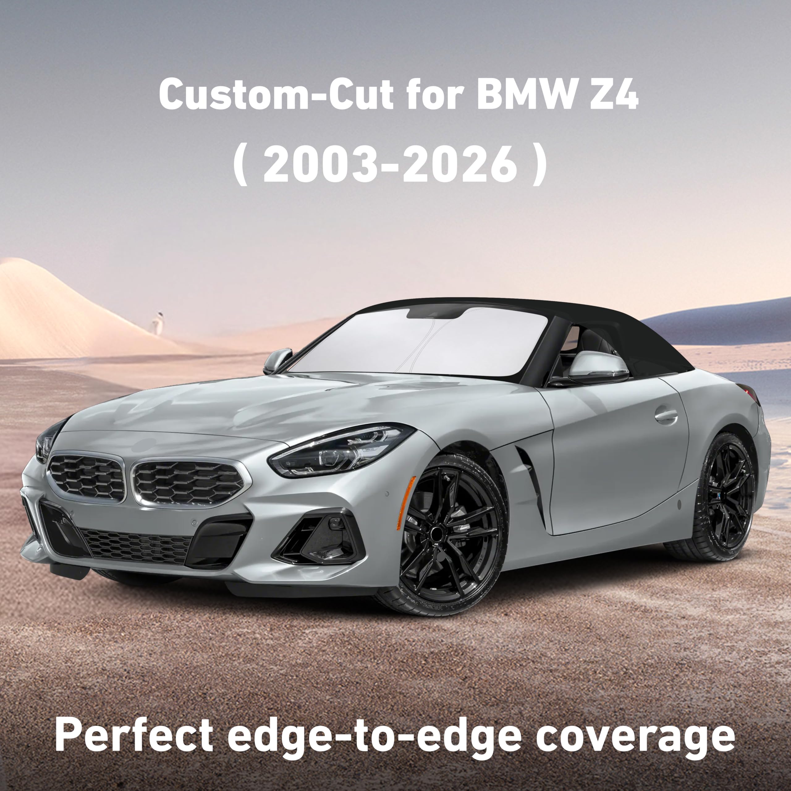 EcoNour sunshade features UV blocking layer, protecting dashboard and upholstery from sun damage.