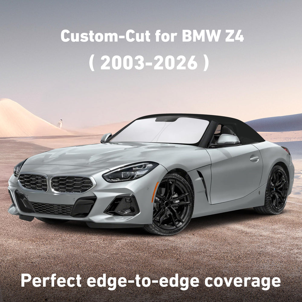 EcoNour sunshade features UV blocking layer, protecting dashboard and upholstery from sun damage.
