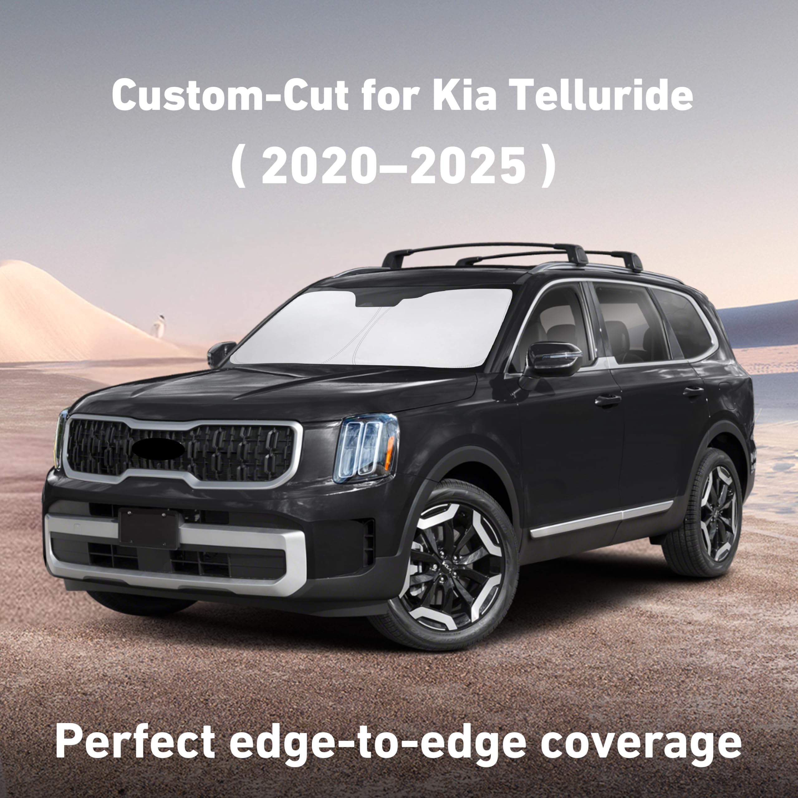 EcoNour windshield sunshade with UV-blocking layer protects dashboard and cools the cabin.